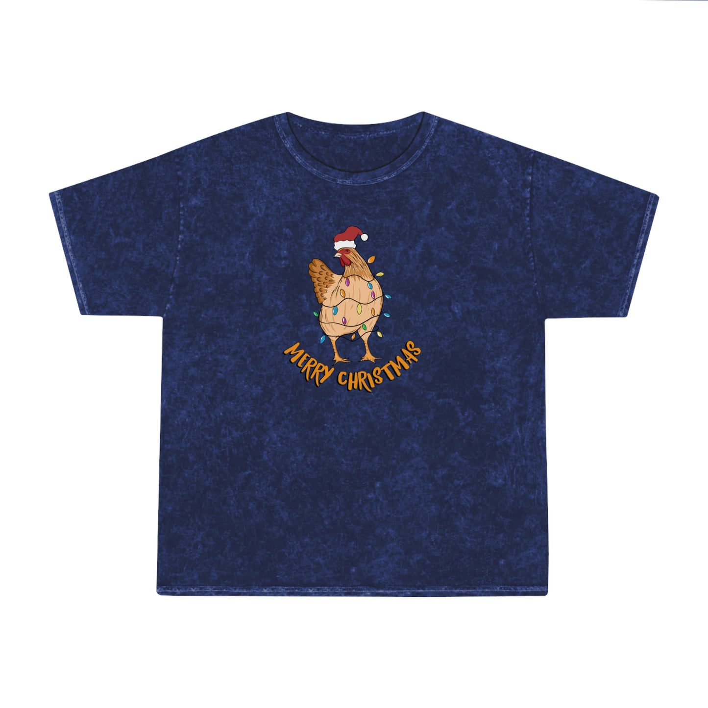 Unisex Mineral Wash Merry Christmas Chicken T-Shirt