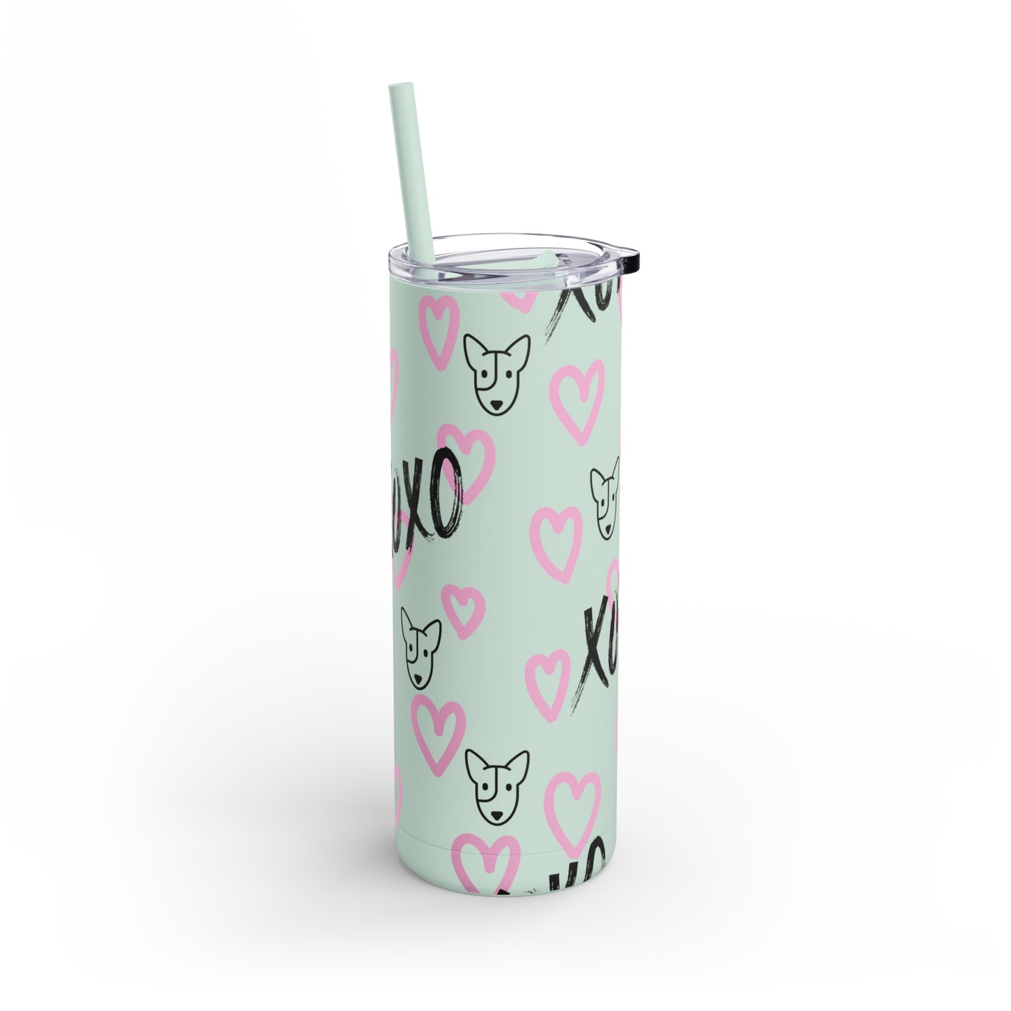 Bull Terrier XOXO Skinny Matte Tumbler, 20oz