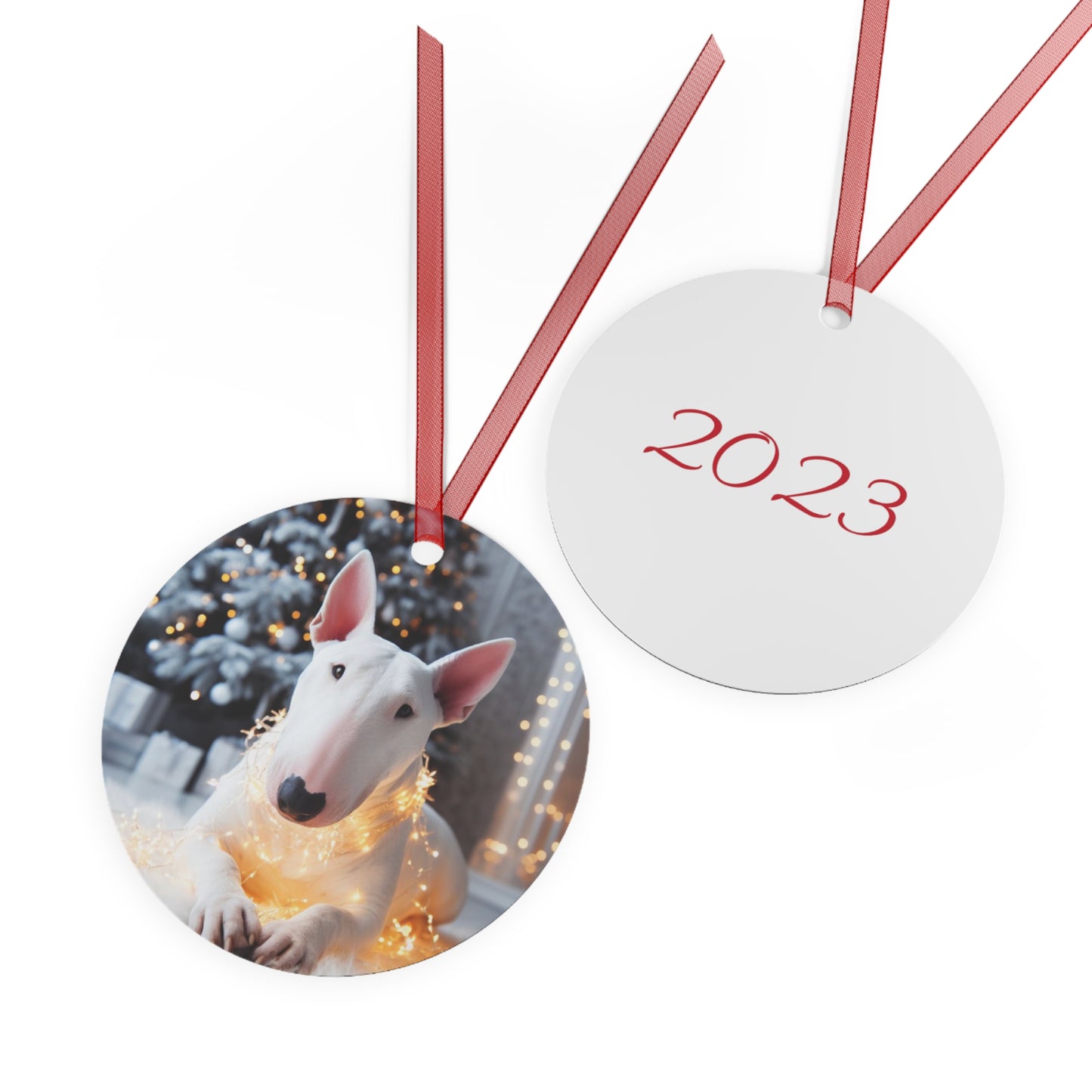 White Bull Terrier Metal Ornaments