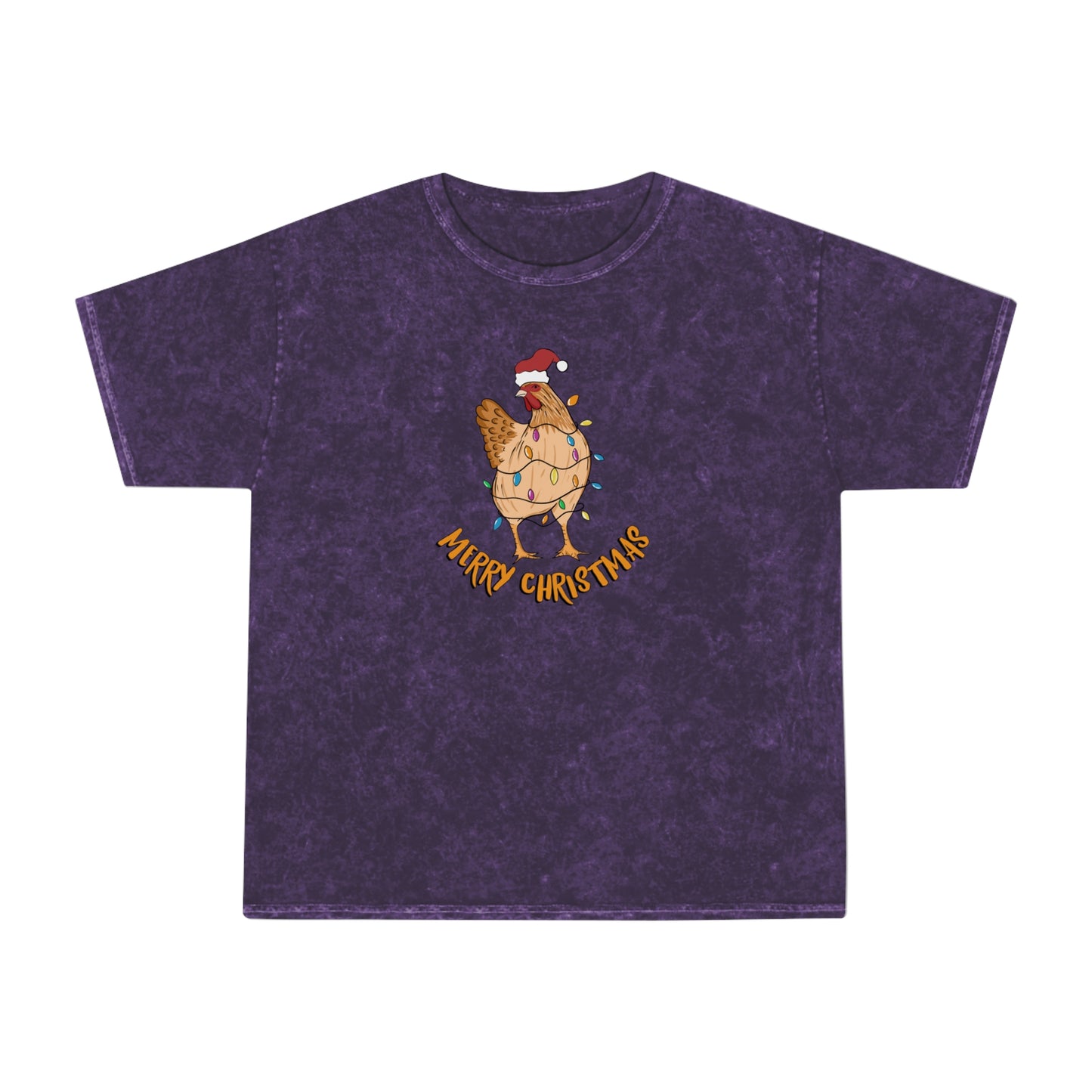 Unisex Mineral Wash Merry Christmas Chicken T-Shirt