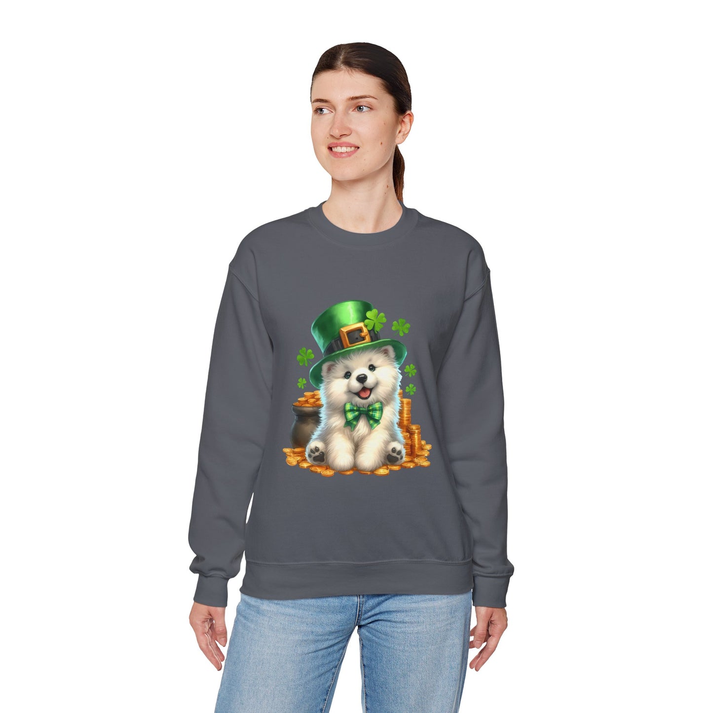 Samoyed Puppy Leprechaun Crewneck Sweatshirt