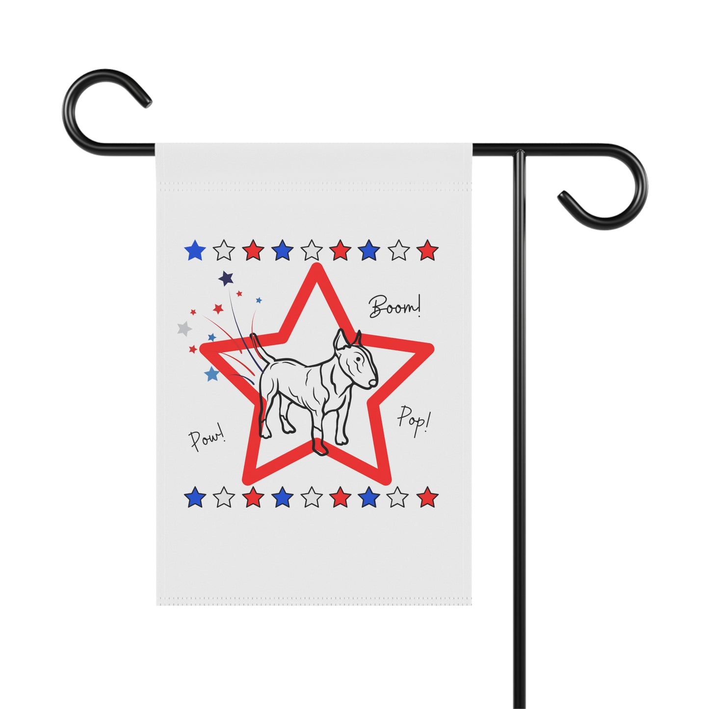 Funny Bull Terrier Fireworks Garden & House Banner