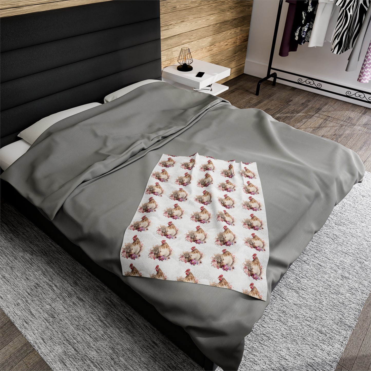 Velveteen Plush Chicken Watercolor Blanket