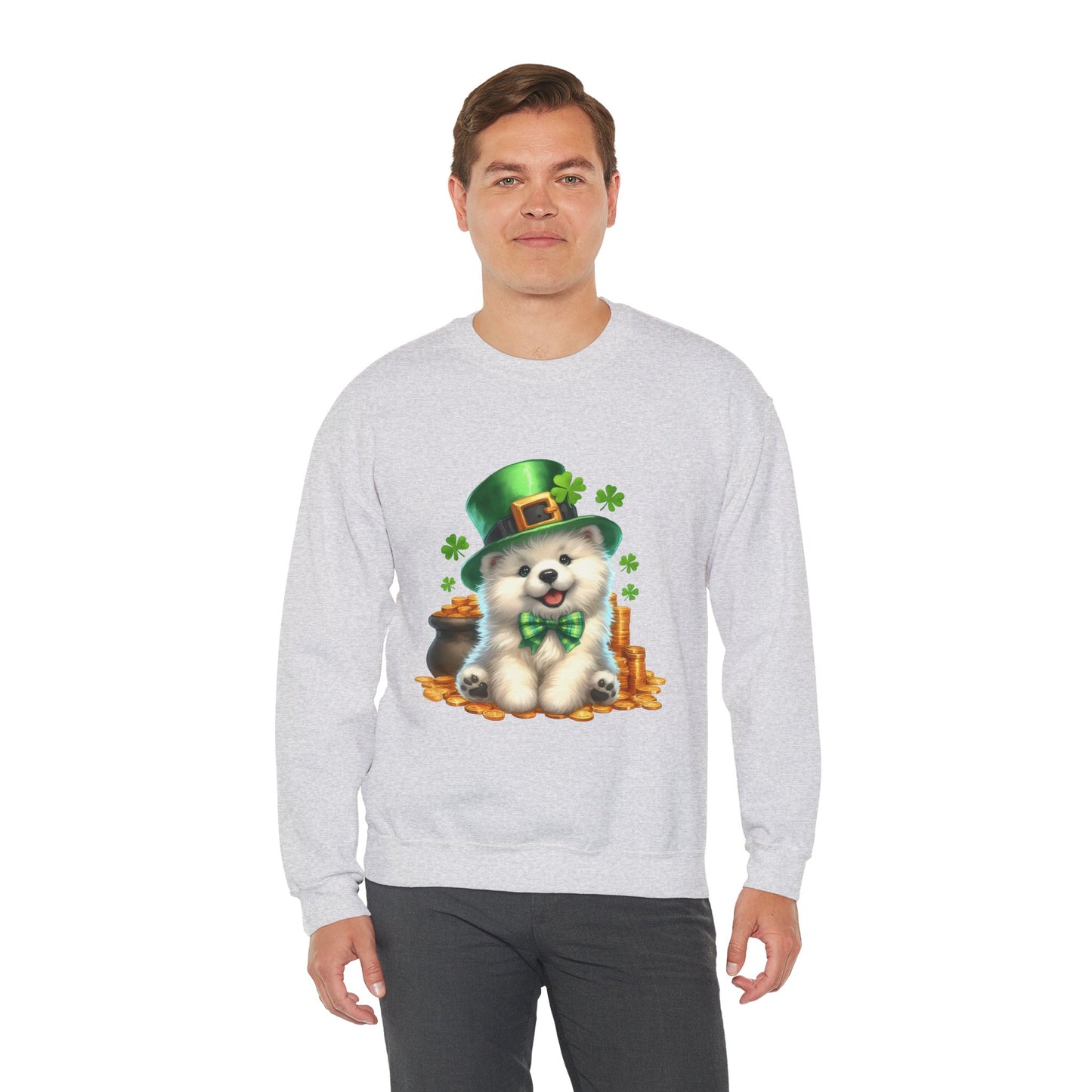 Samoyed Puppy Leprechaun Crewneck Sweatshirt