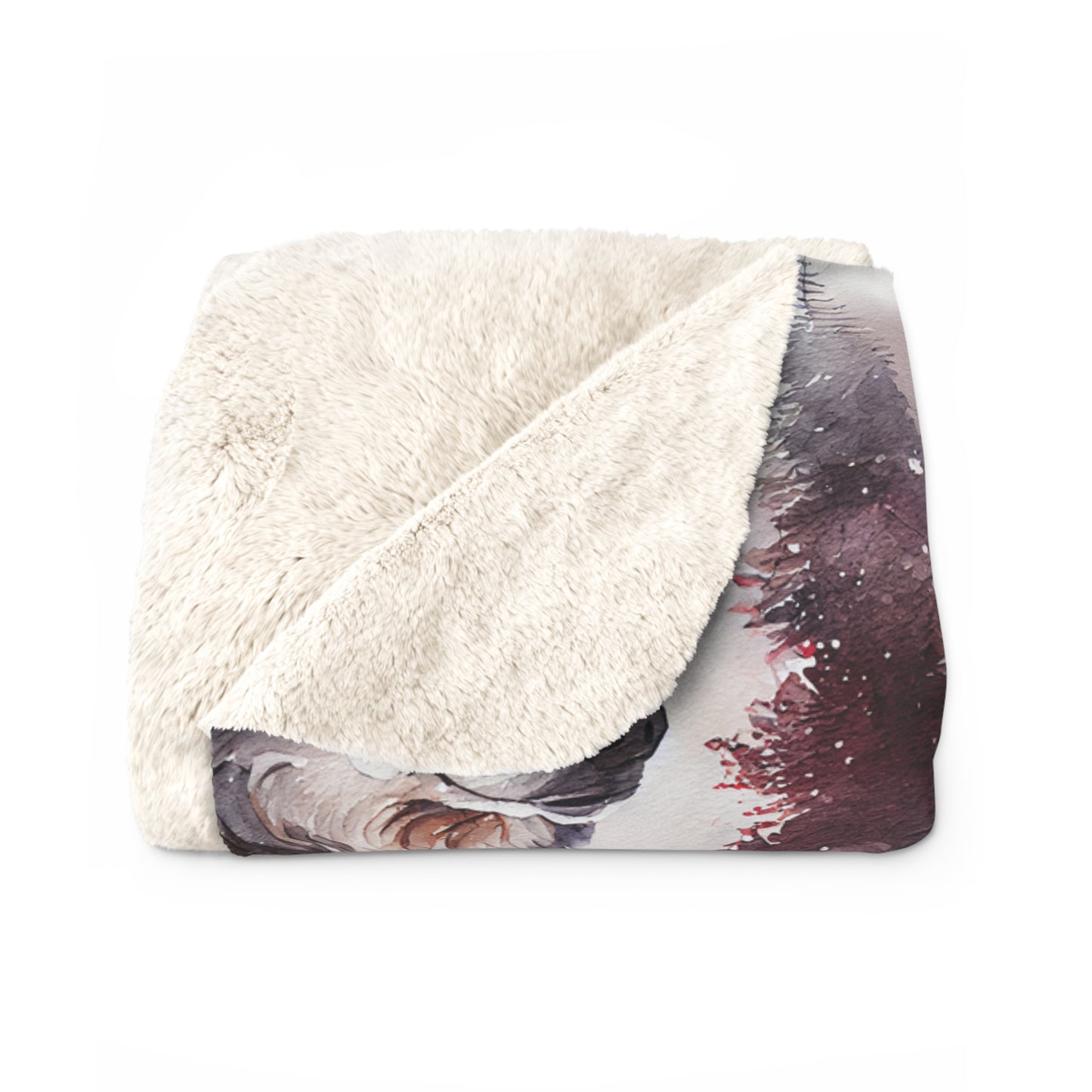 Sherpa Fleece Watercolor Wolf Blanket