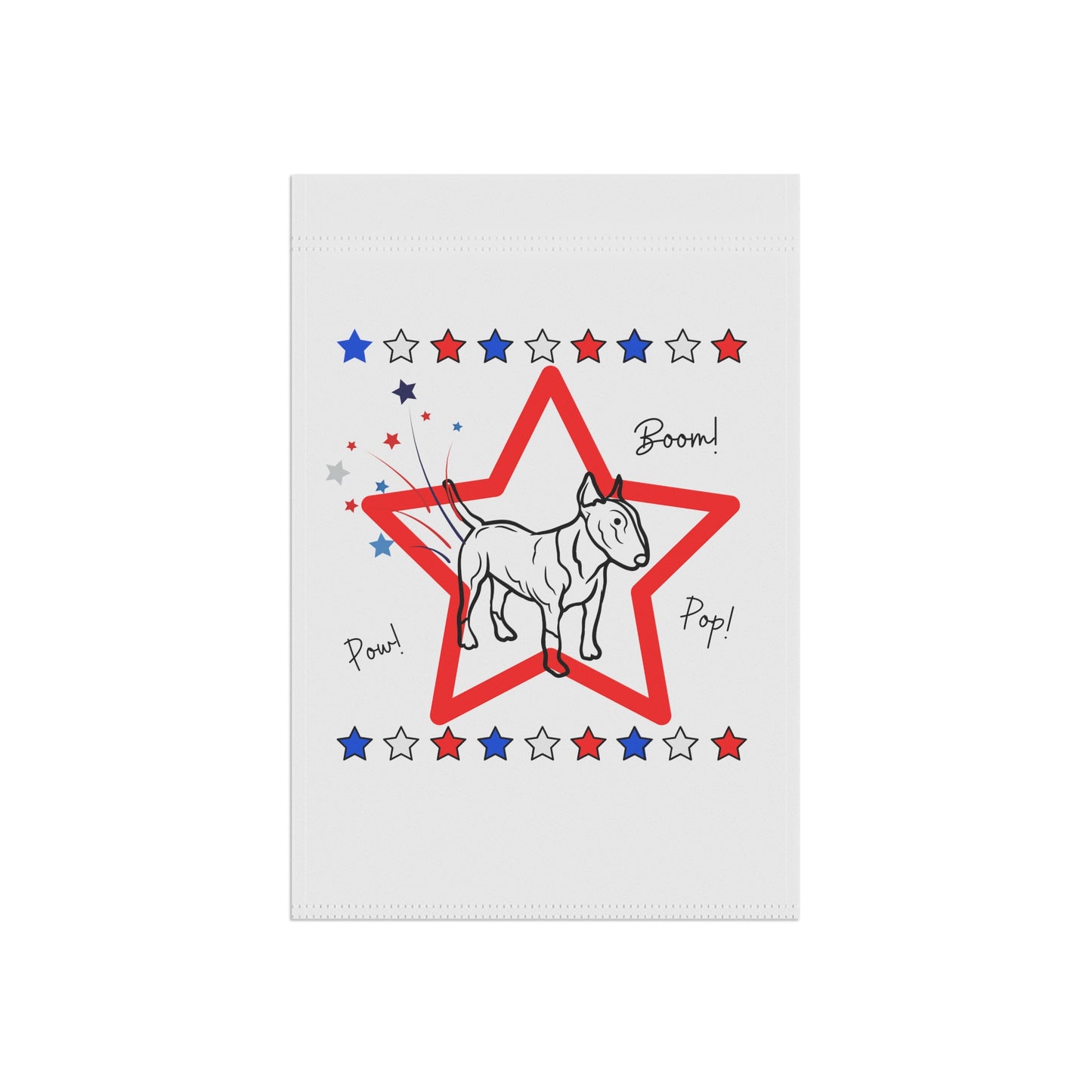Funny Bull Terrier Fireworks Garden & House Banner