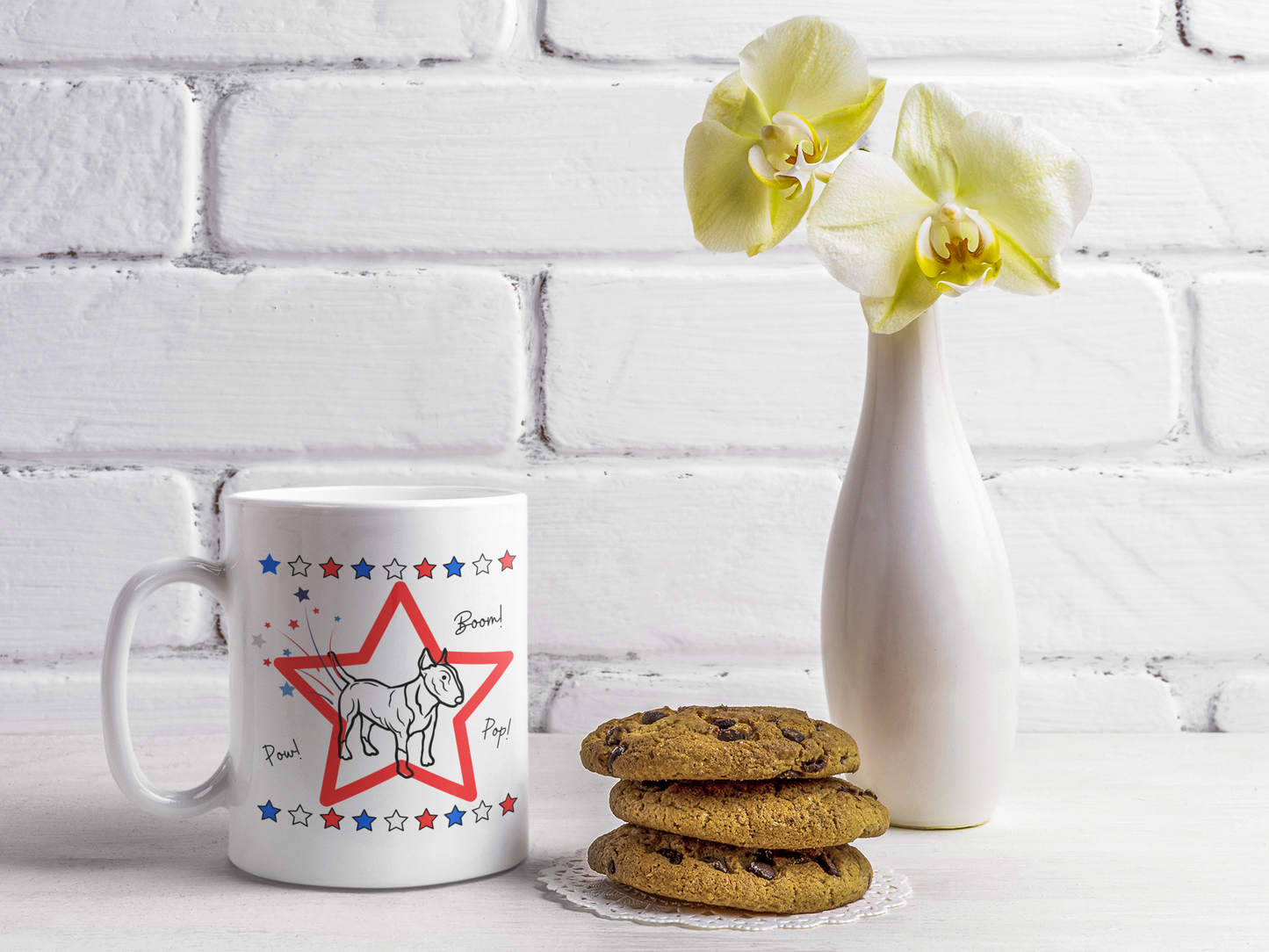 Funny Bull Terrier Fireworks Mug