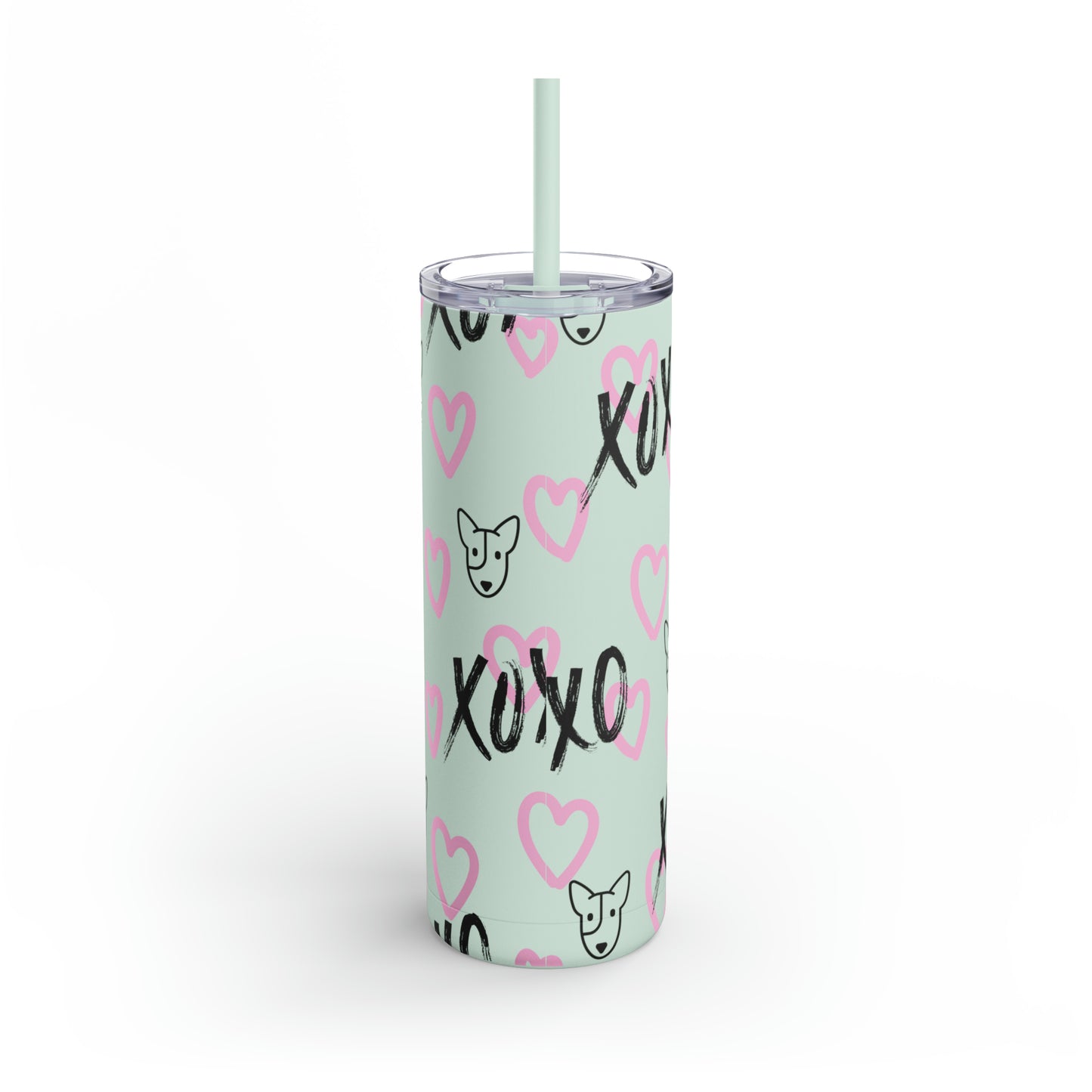 Bull Terrier XOXO Skinny Matte Tumbler, 20oz