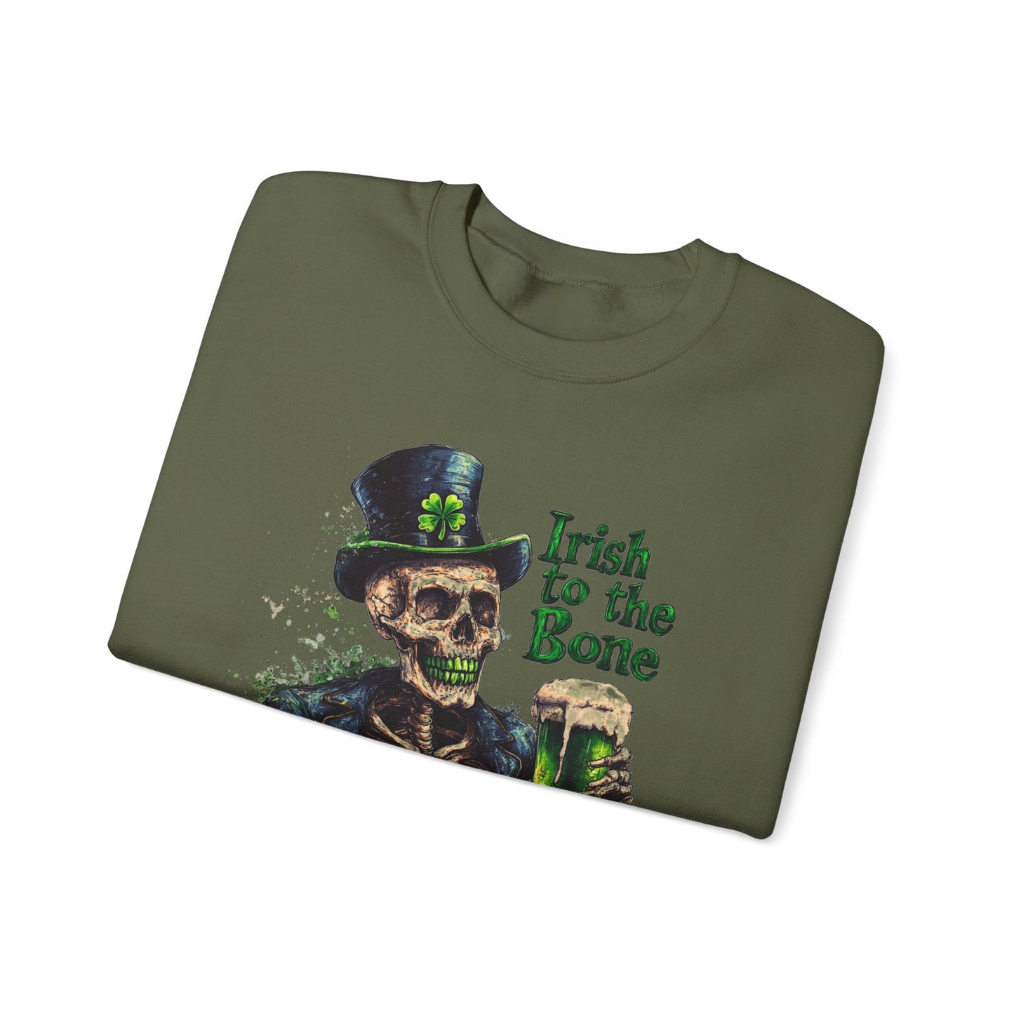 St Patrick's Day Crewneck Sweatshirt - Irish to the Bone Skeleton