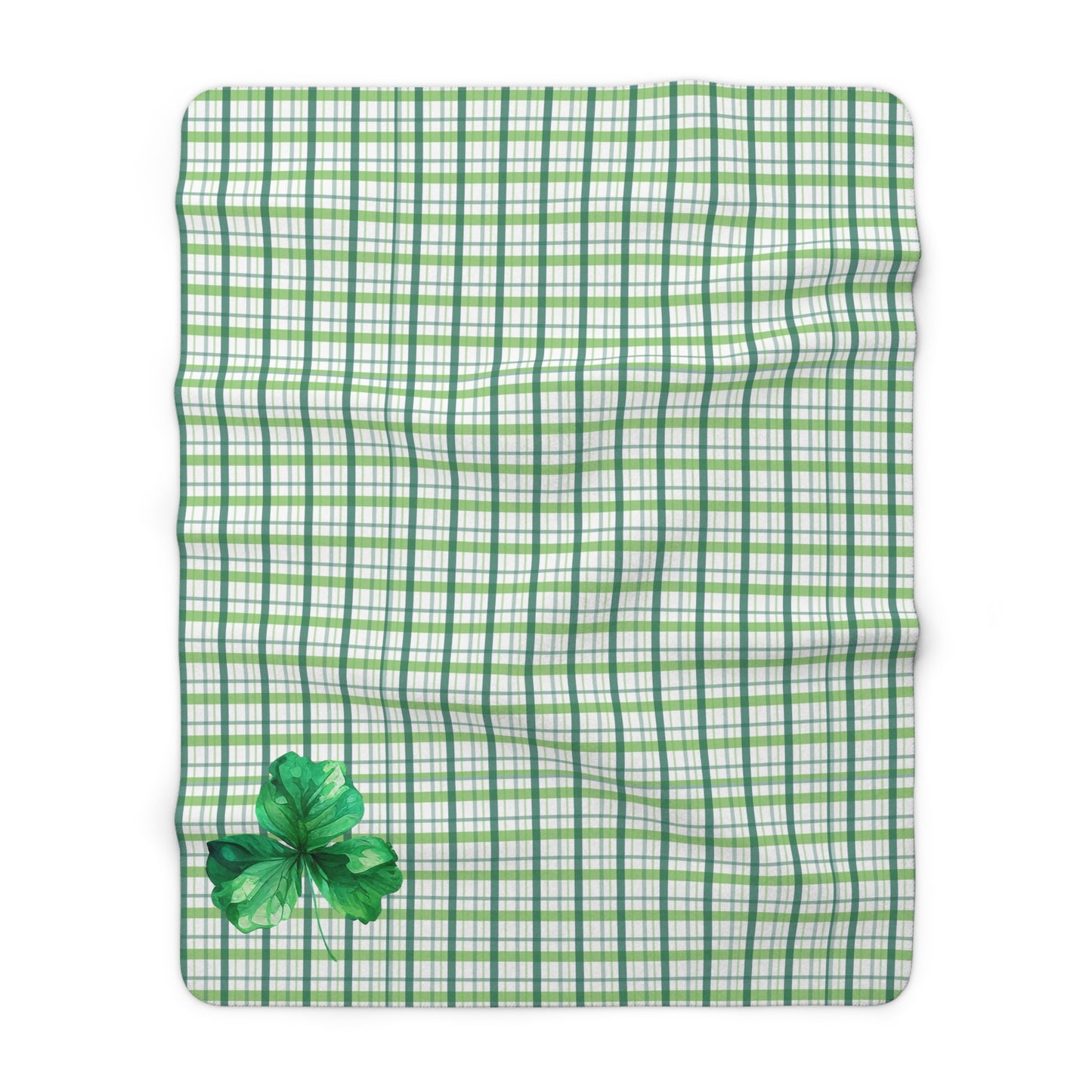 Green Plaid Sherpa Fleece Blanket