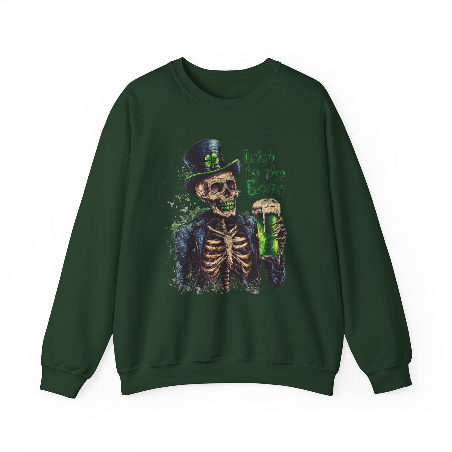 St Patrick's Day Crewneck Sweatshirt - Irish to the Bone Skeleton