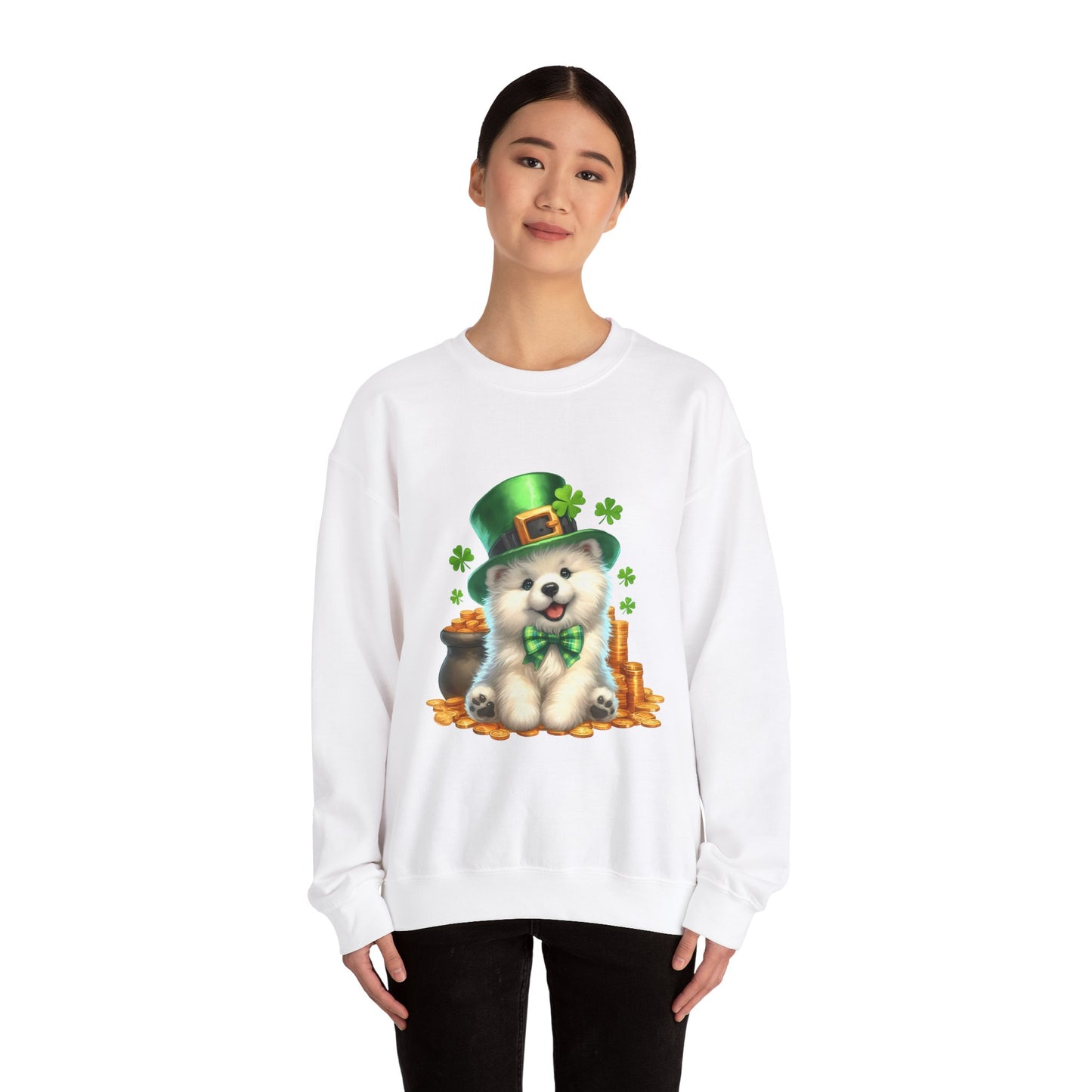 Samoyed Puppy Leprechaun Crewneck Sweatshirt