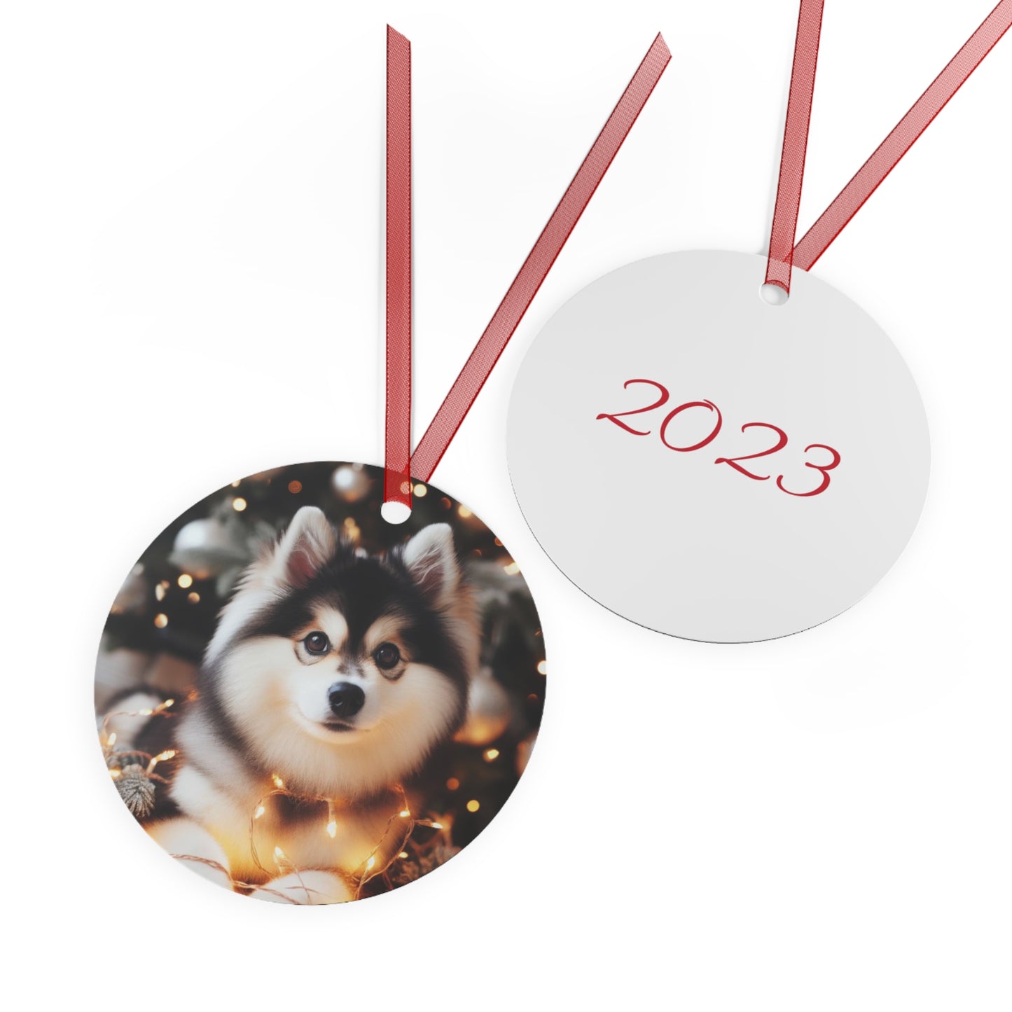 Pomsky Metal Ornaments