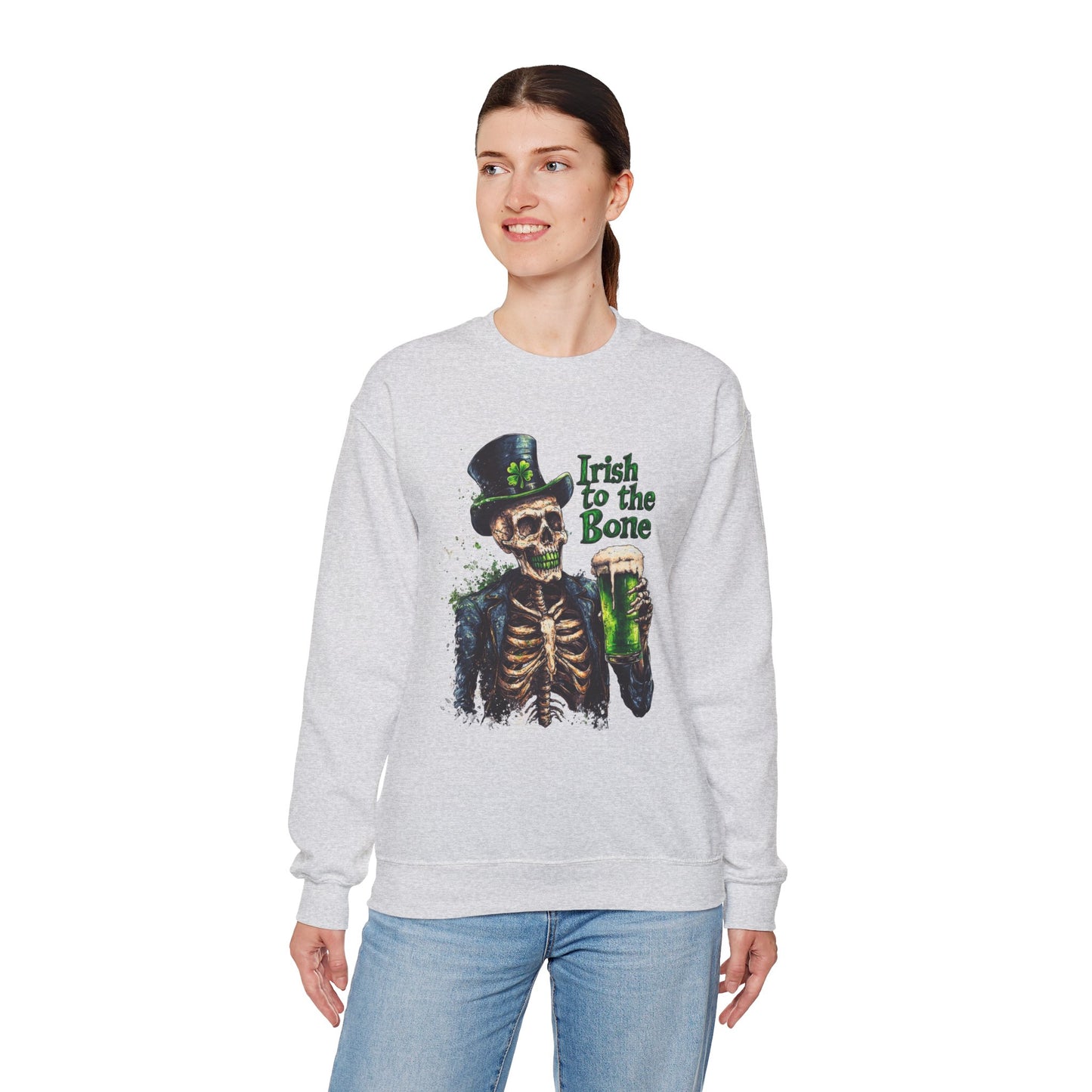 St Patrick's Day Crewneck Sweatshirt - Irish to the Bone Skeleton