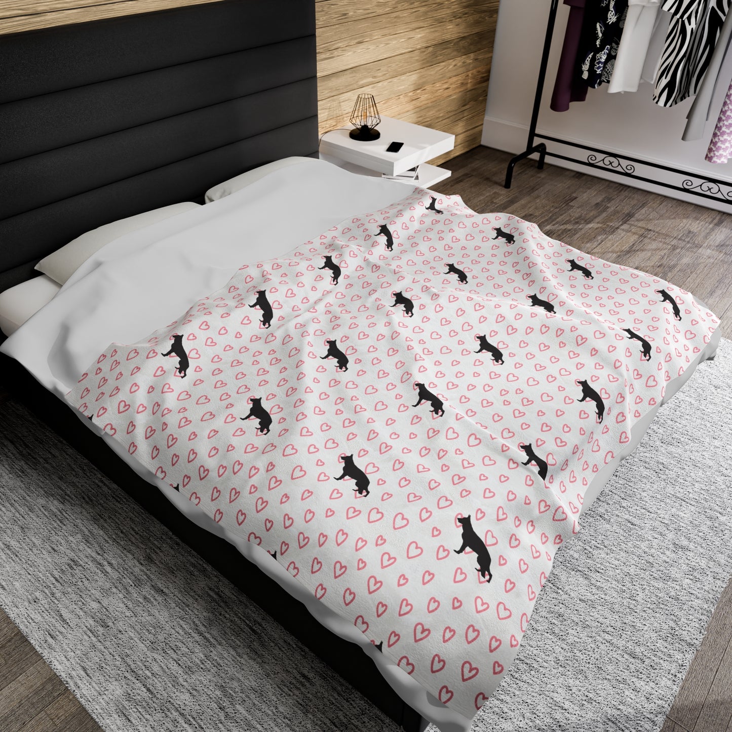 German Shepard Hearts Velveteen Plush Blanket