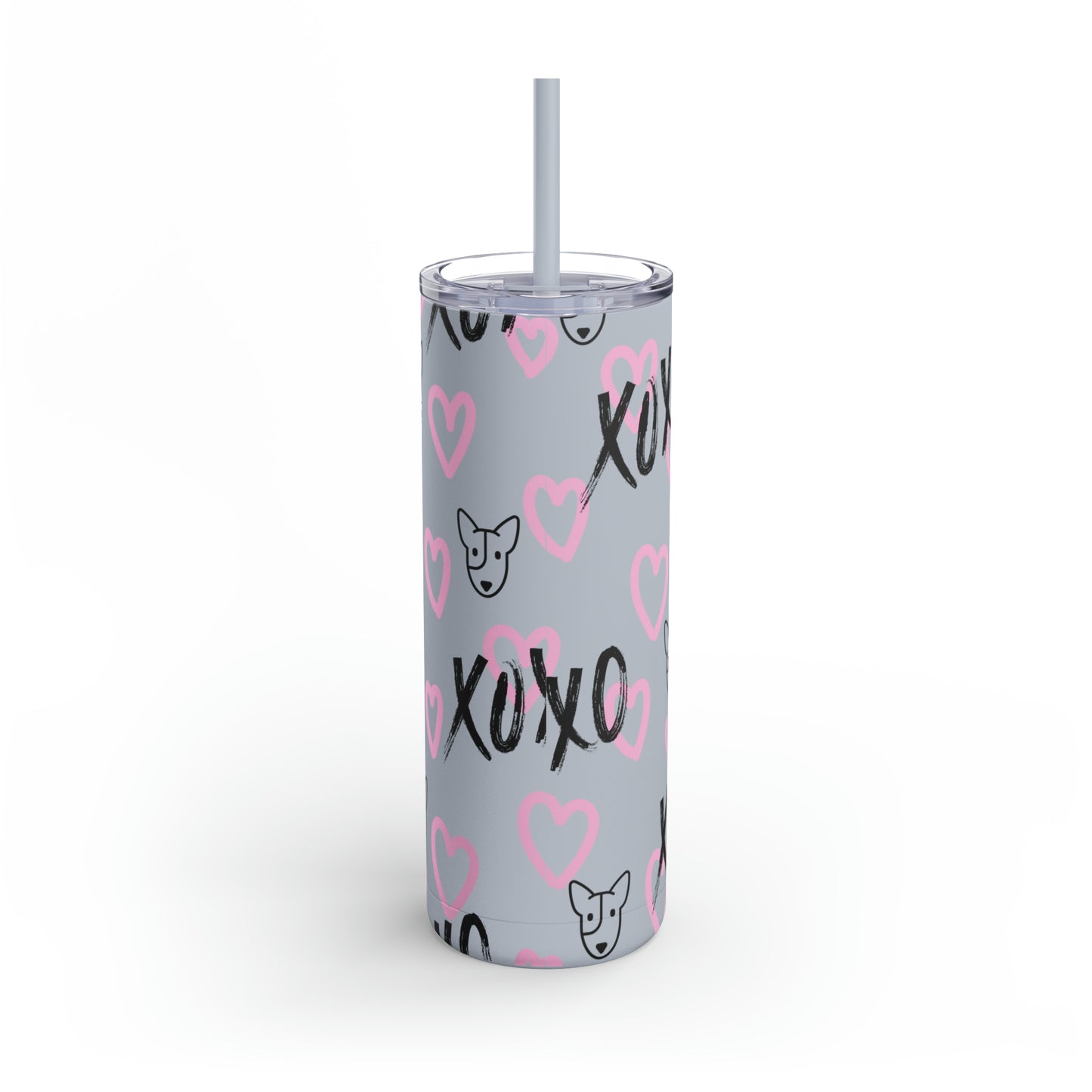 Bull Terrier XOXO Skinny Matte Tumbler, 20oz