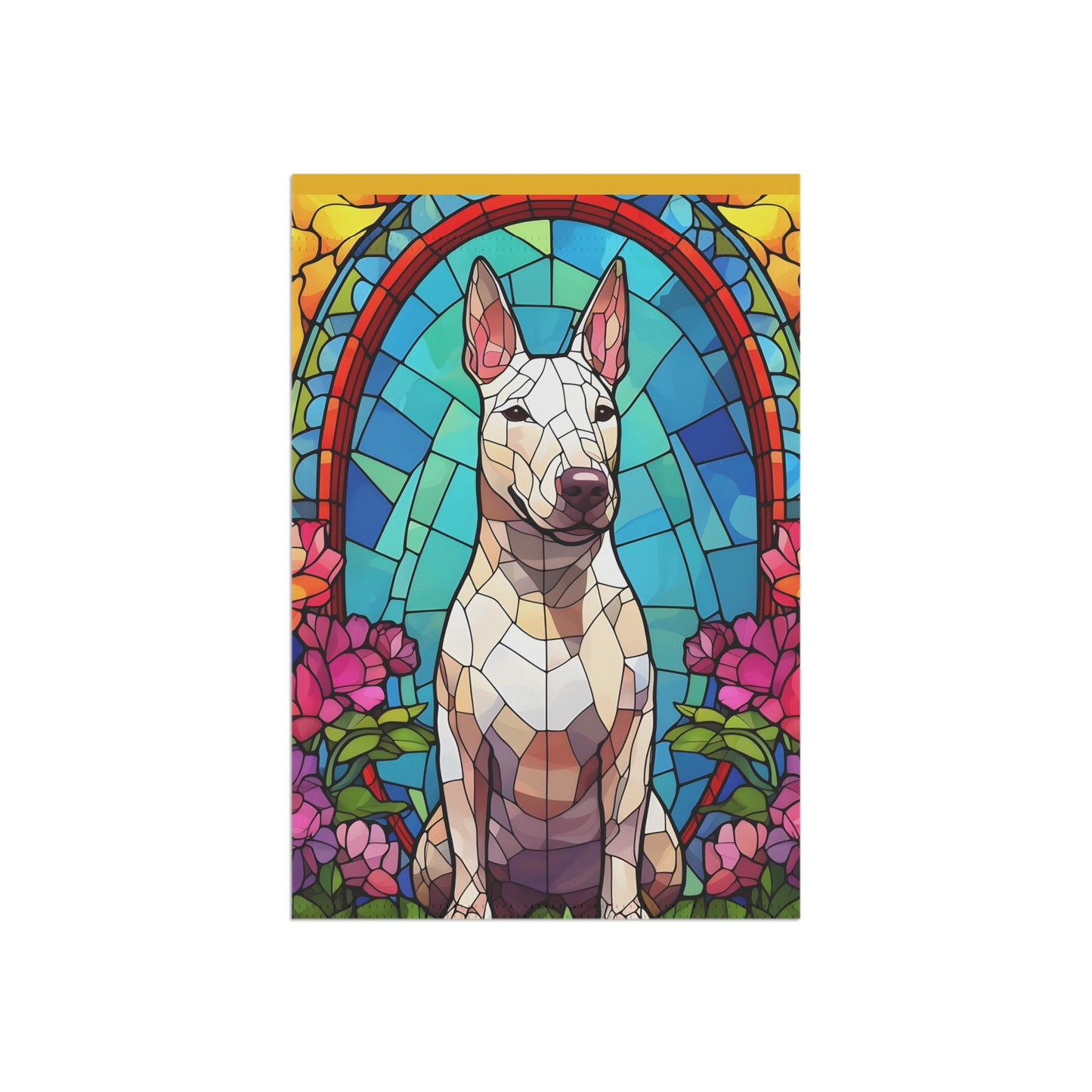 Bull Terrier Stained Glass Garden & House Banner
