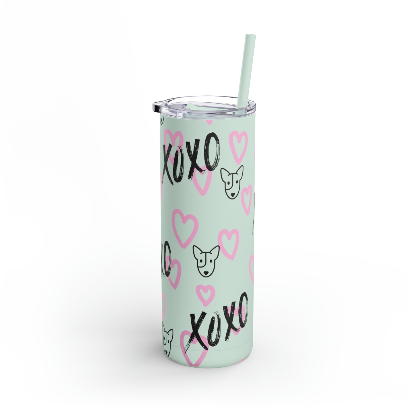 Bull Terrier XOXO Skinny Matte Tumbler, 20oz