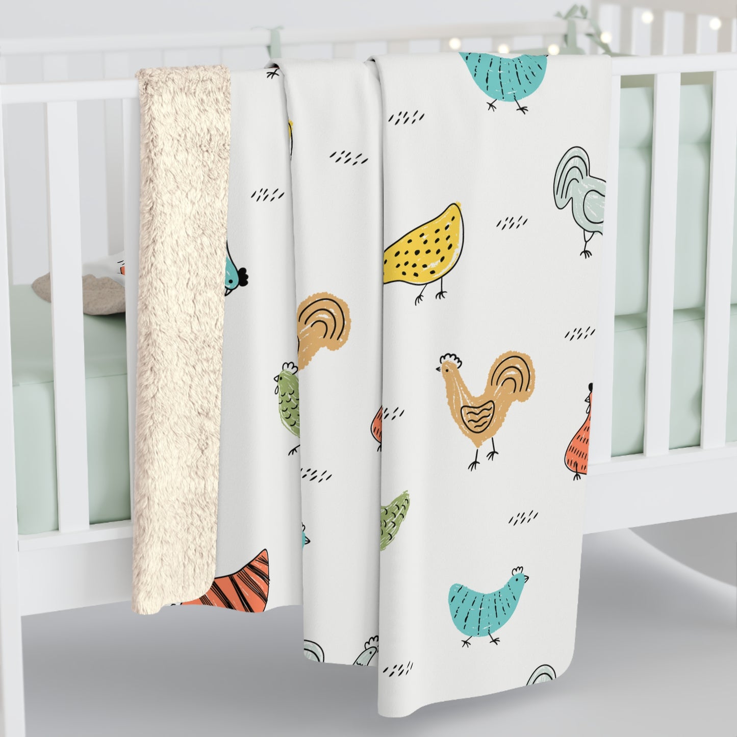 Sherpa Fleece Colorful Chicken Blanket