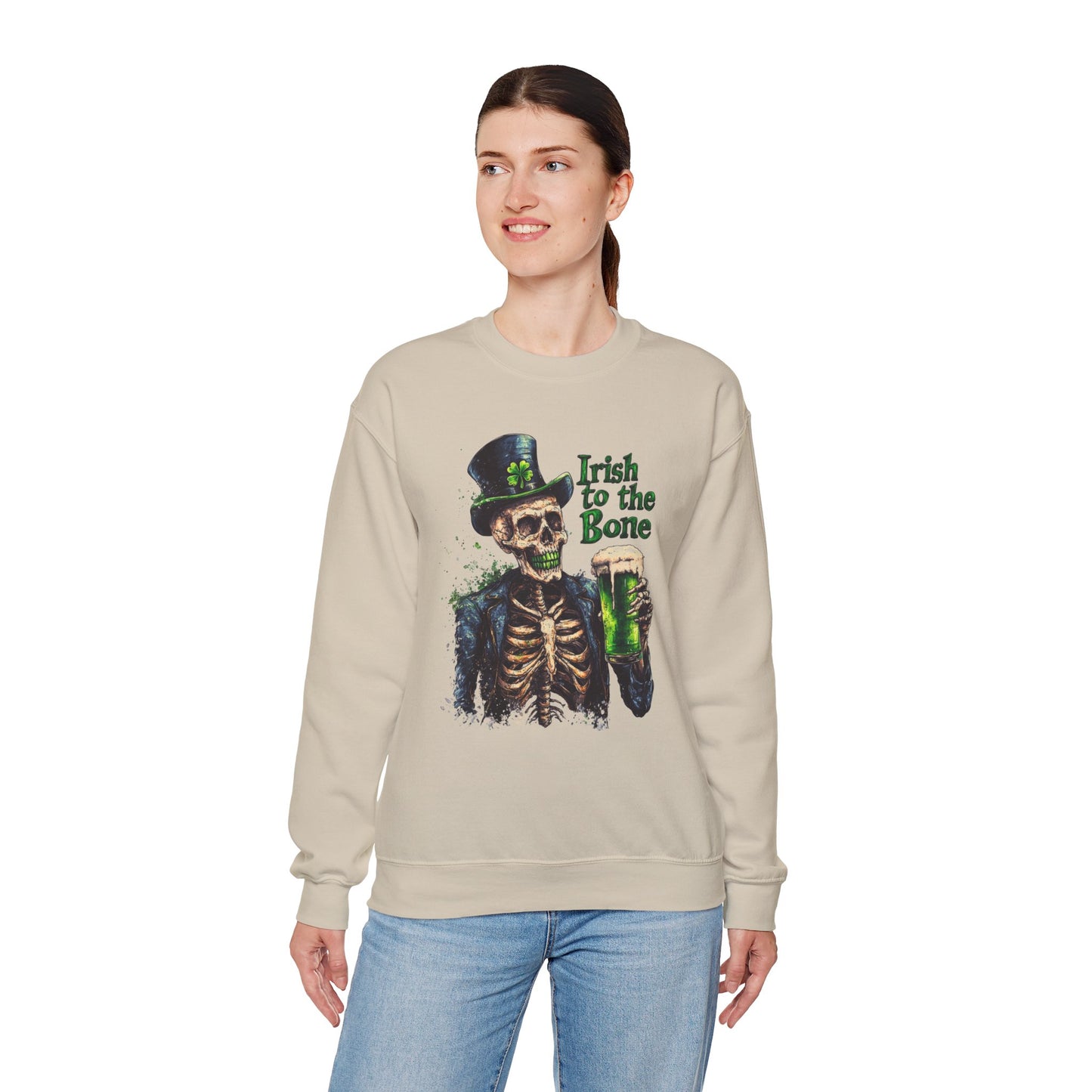 St Patrick's Day Crewneck Sweatshirt - Irish to the Bone Skeleton