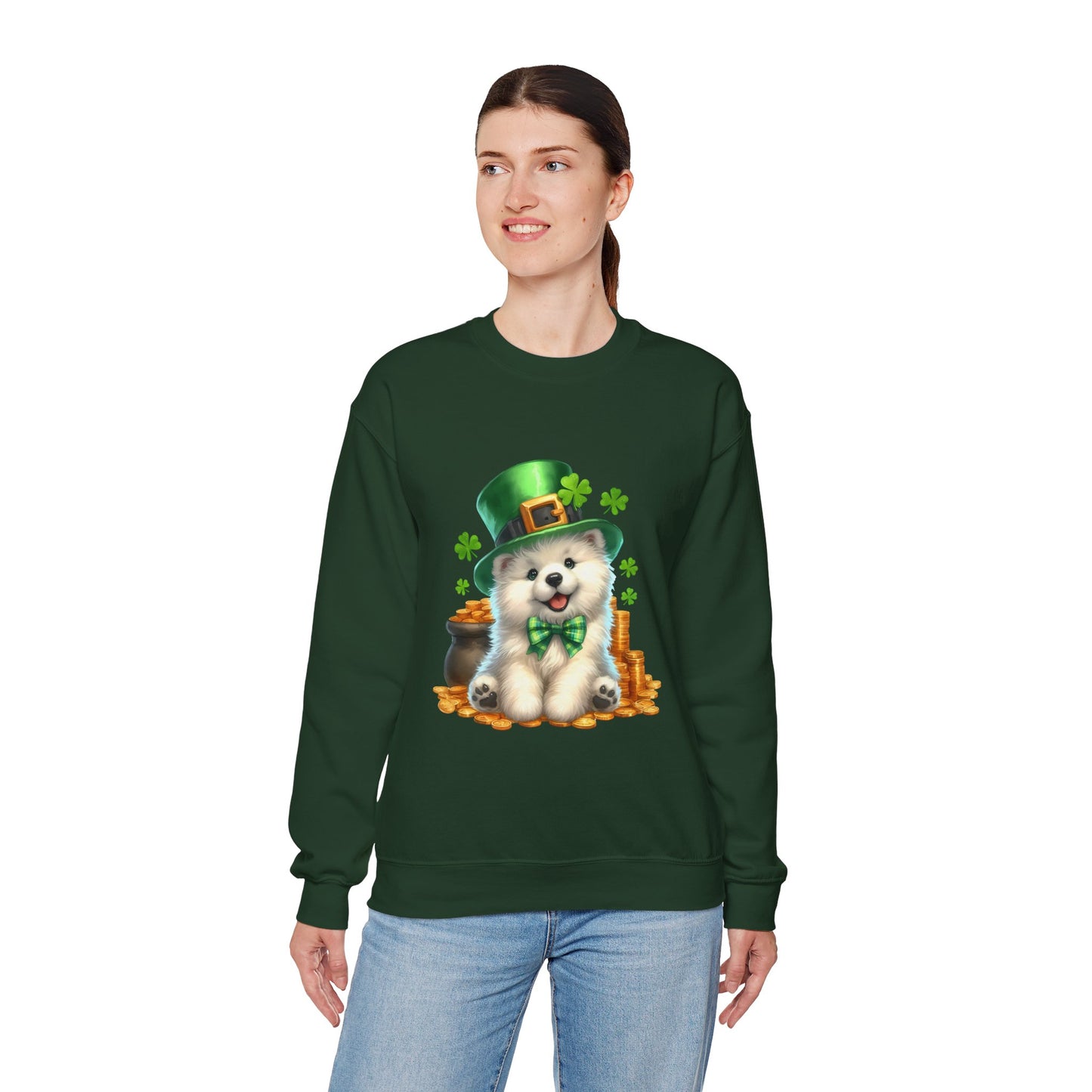 Samoyed Puppy Leprechaun Crewneck Sweatshirt