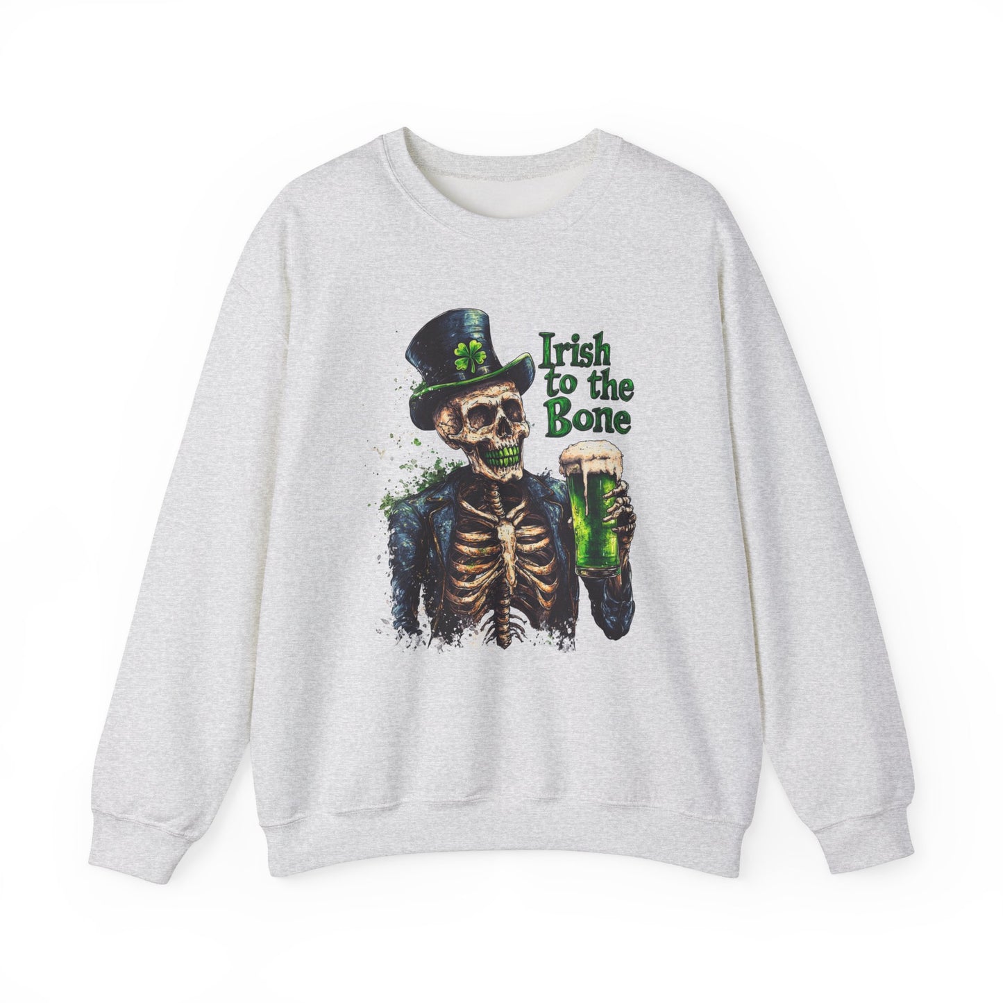 St Patrick's Day Crewneck Sweatshirt - Irish to the Bone Skeleton