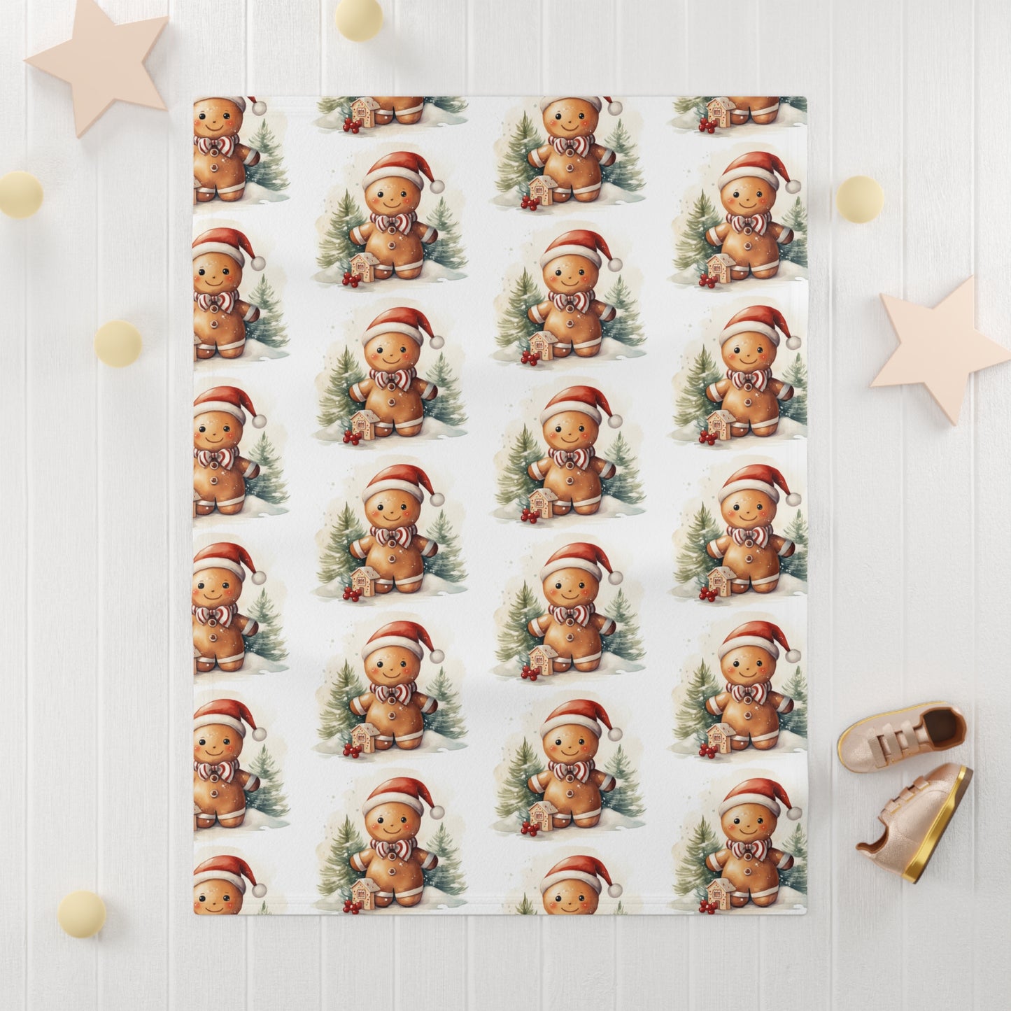 Gingerbread Soft Fleece Baby Blanket