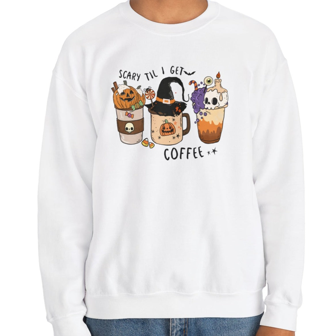 Unisex Heavy Blend™ Crewneck Halloween Coffee Sweatshirt