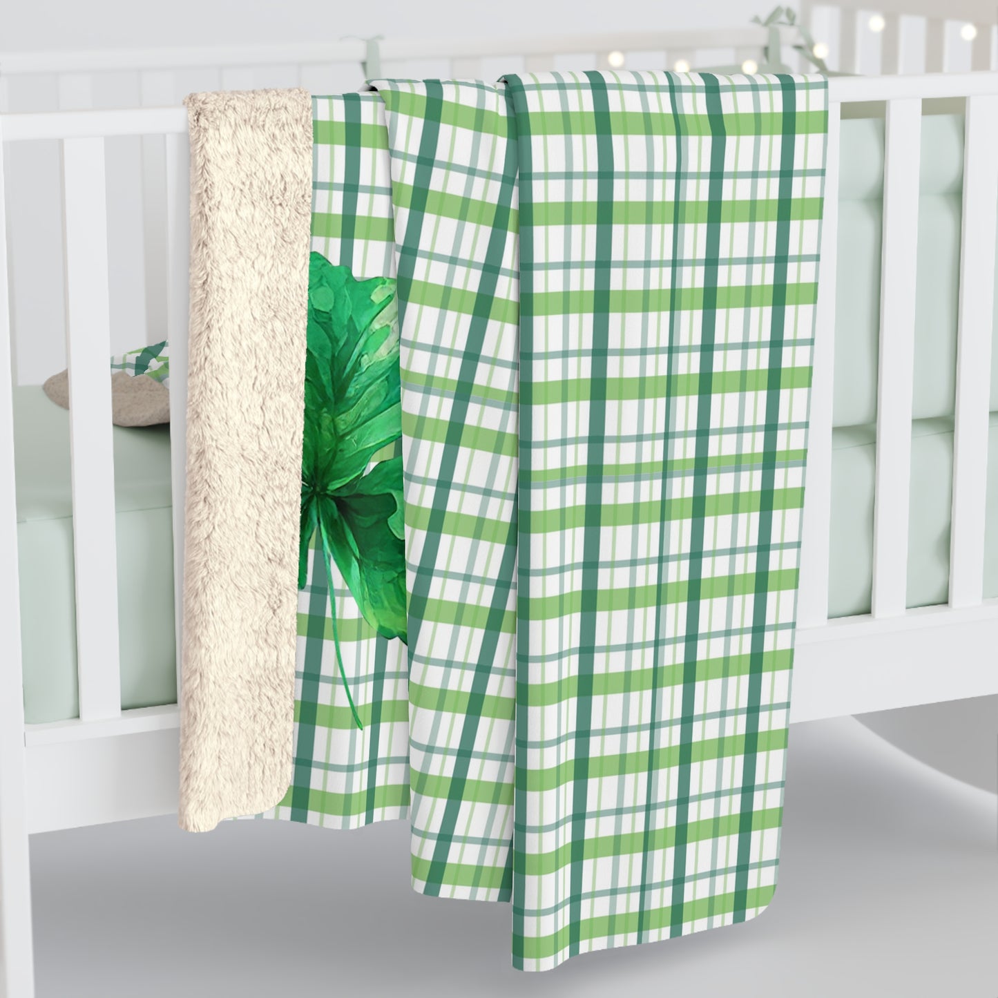 Green Plaid Sherpa Fleece Blanket