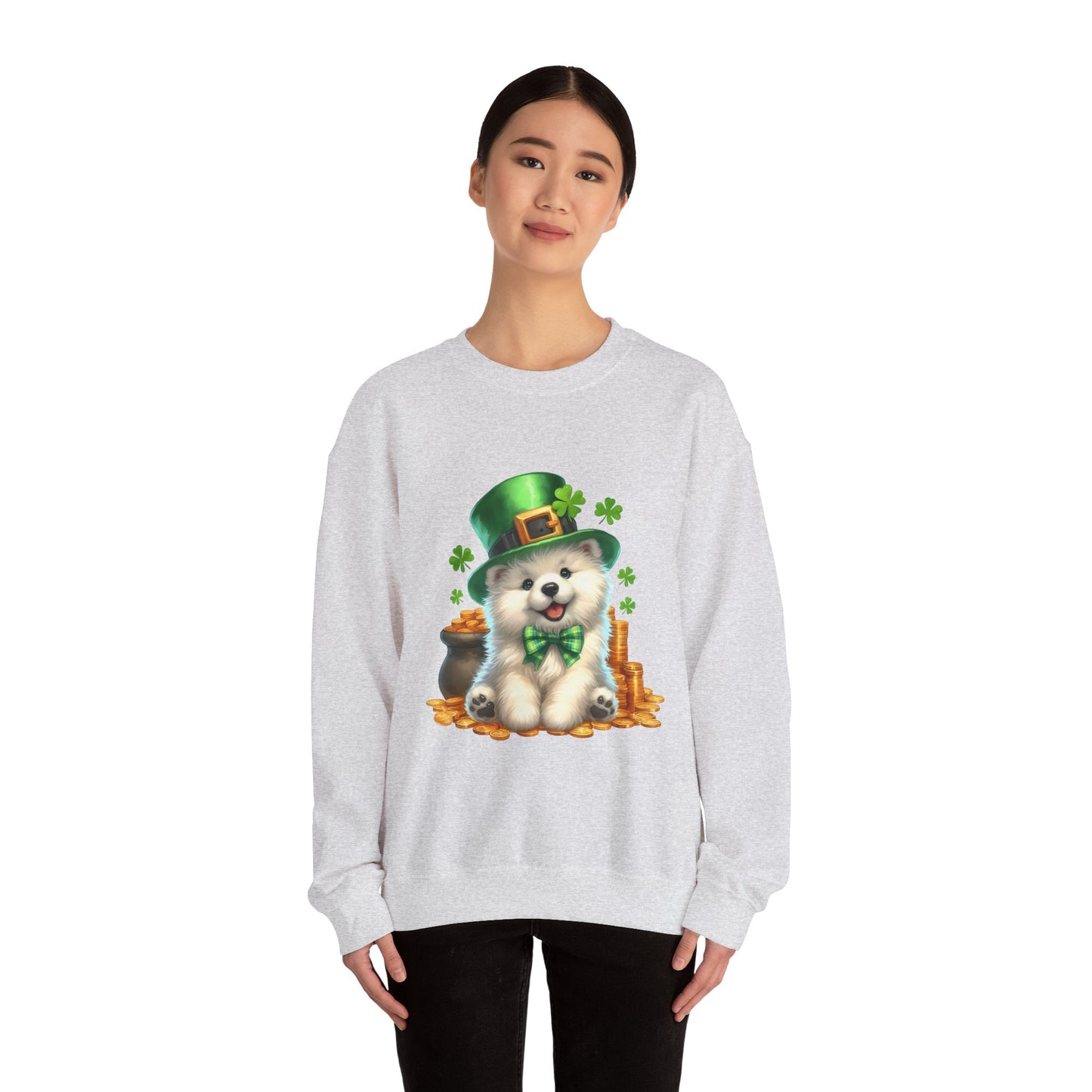 Samoyed Puppy Leprechaun Crewneck Sweatshirt