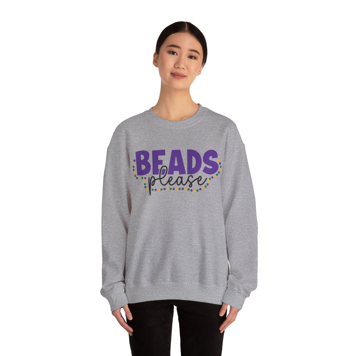 Beads Please, Mardi Gras Unisex Heavy Blend™ Crewneck Sweatshirt