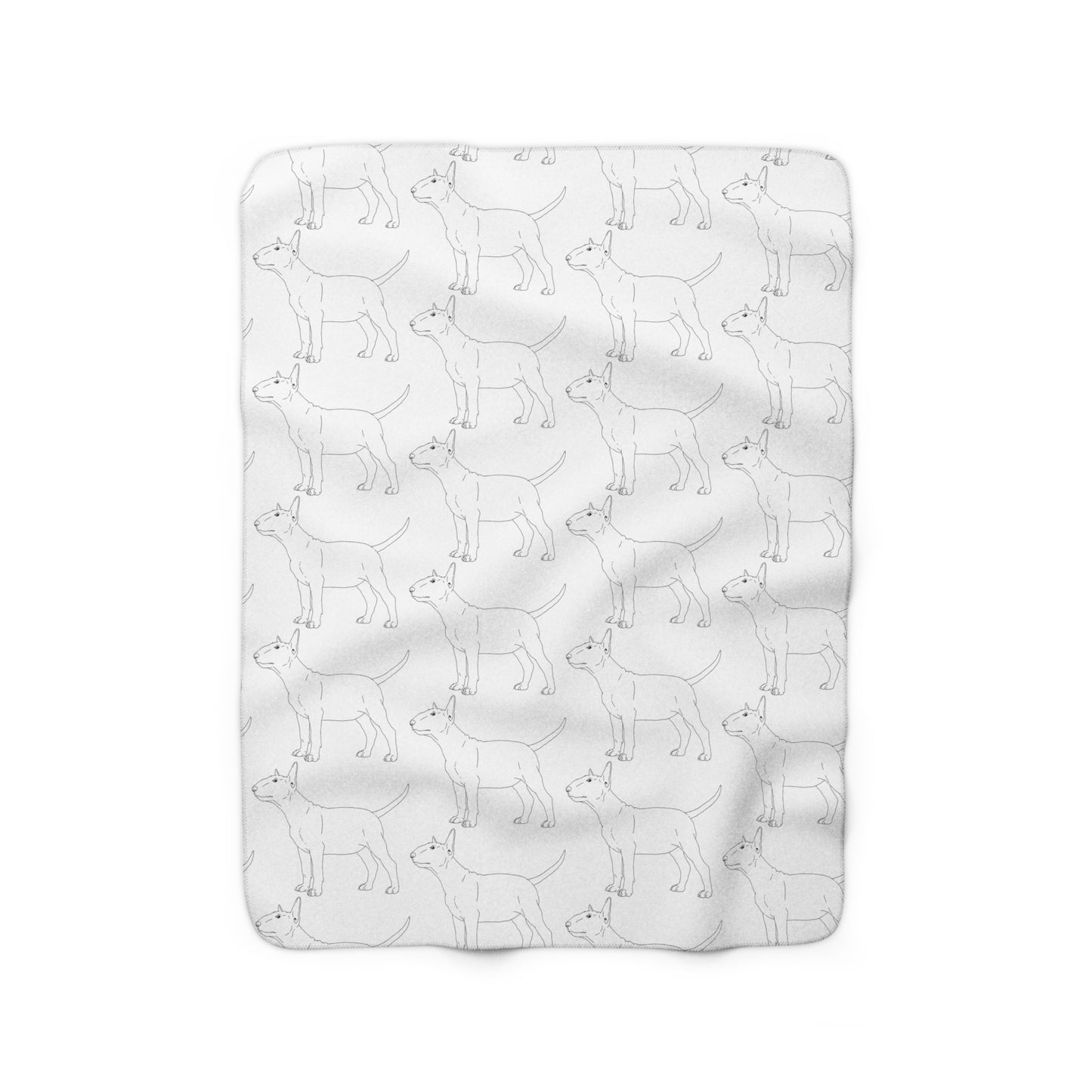 Sherpa Fleece Bull Terrier Sketch Blanket