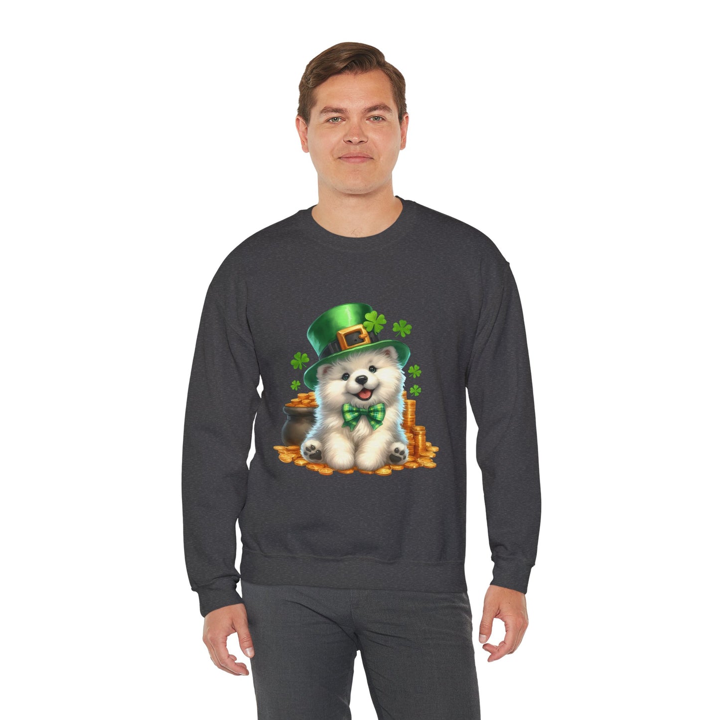 Samoyed Puppy Leprechaun Crewneck Sweatshirt