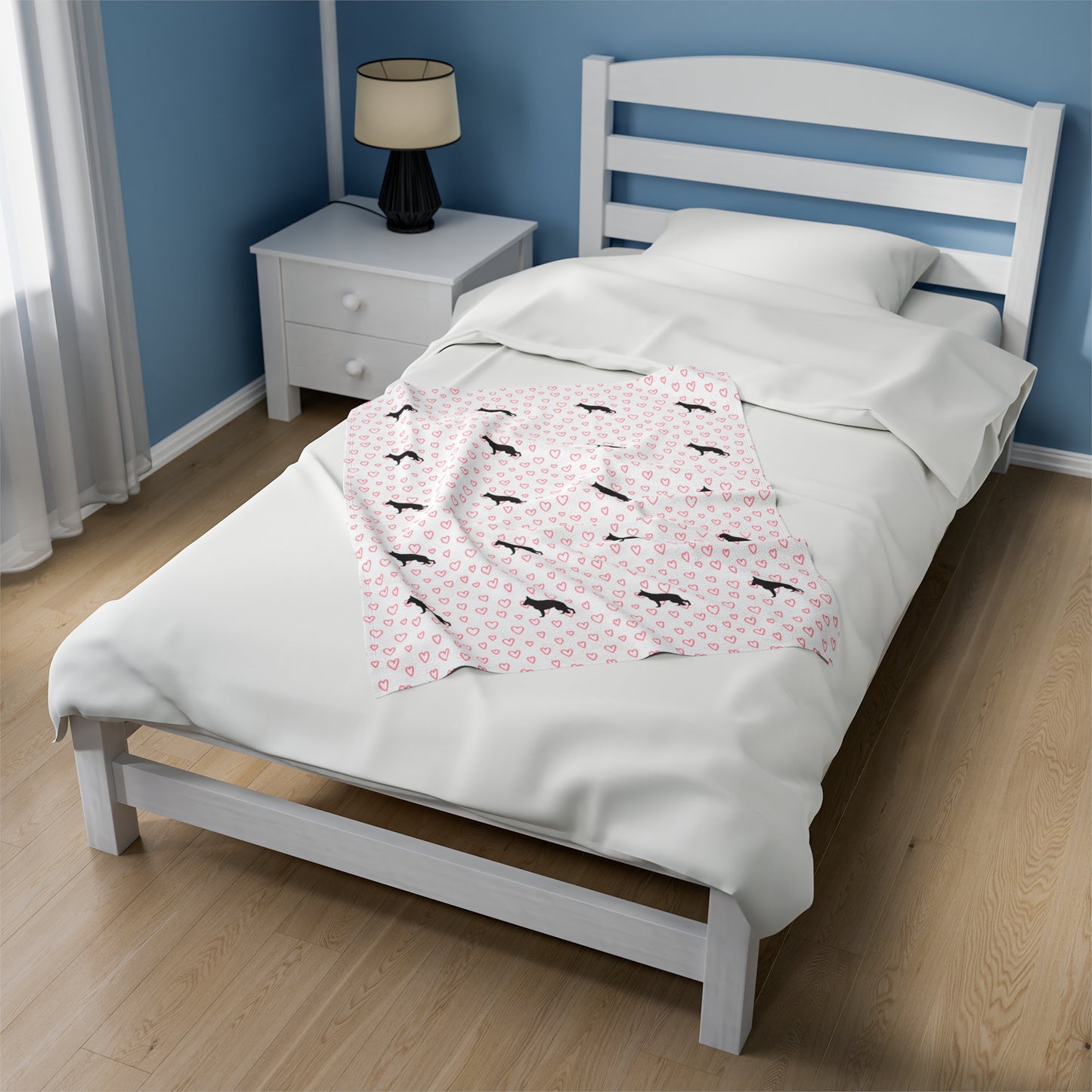 German Shepard Hearts Velveteen Plush Blanket