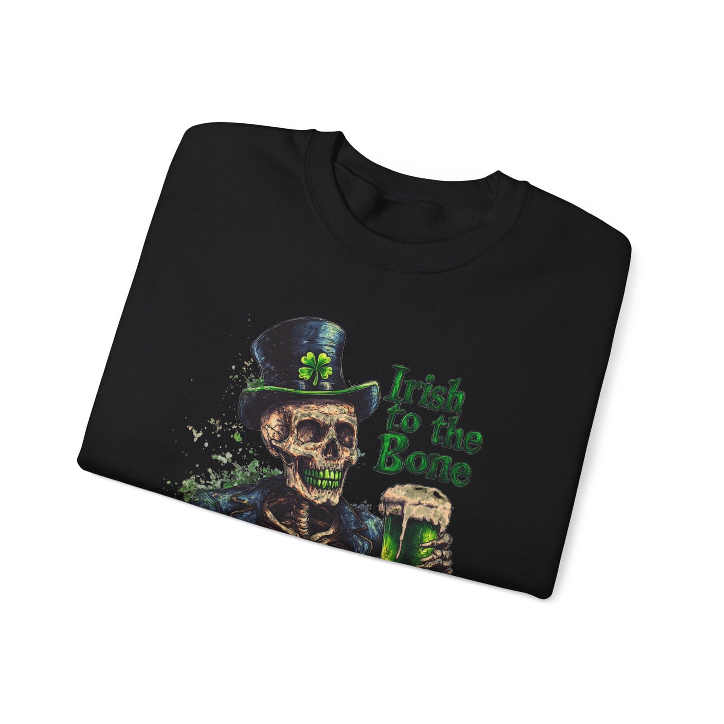 St Patrick's Day Crewneck Sweatshirt - Irish to the Bone Skeleton