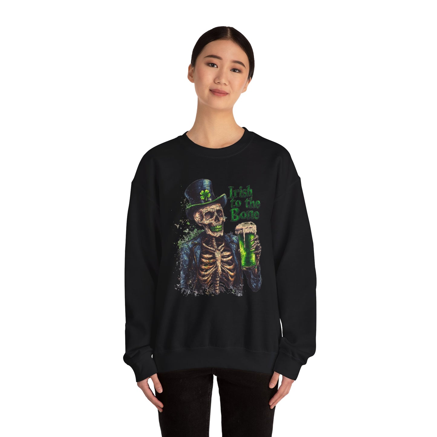 St Patrick's Day Crewneck Sweatshirt - Irish to the Bone Skeleton