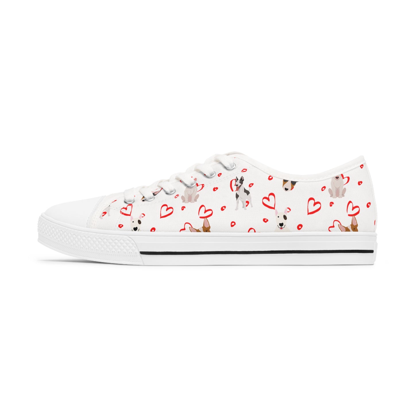 Bull Terrier Hearts Women's Low Top Sneakers
