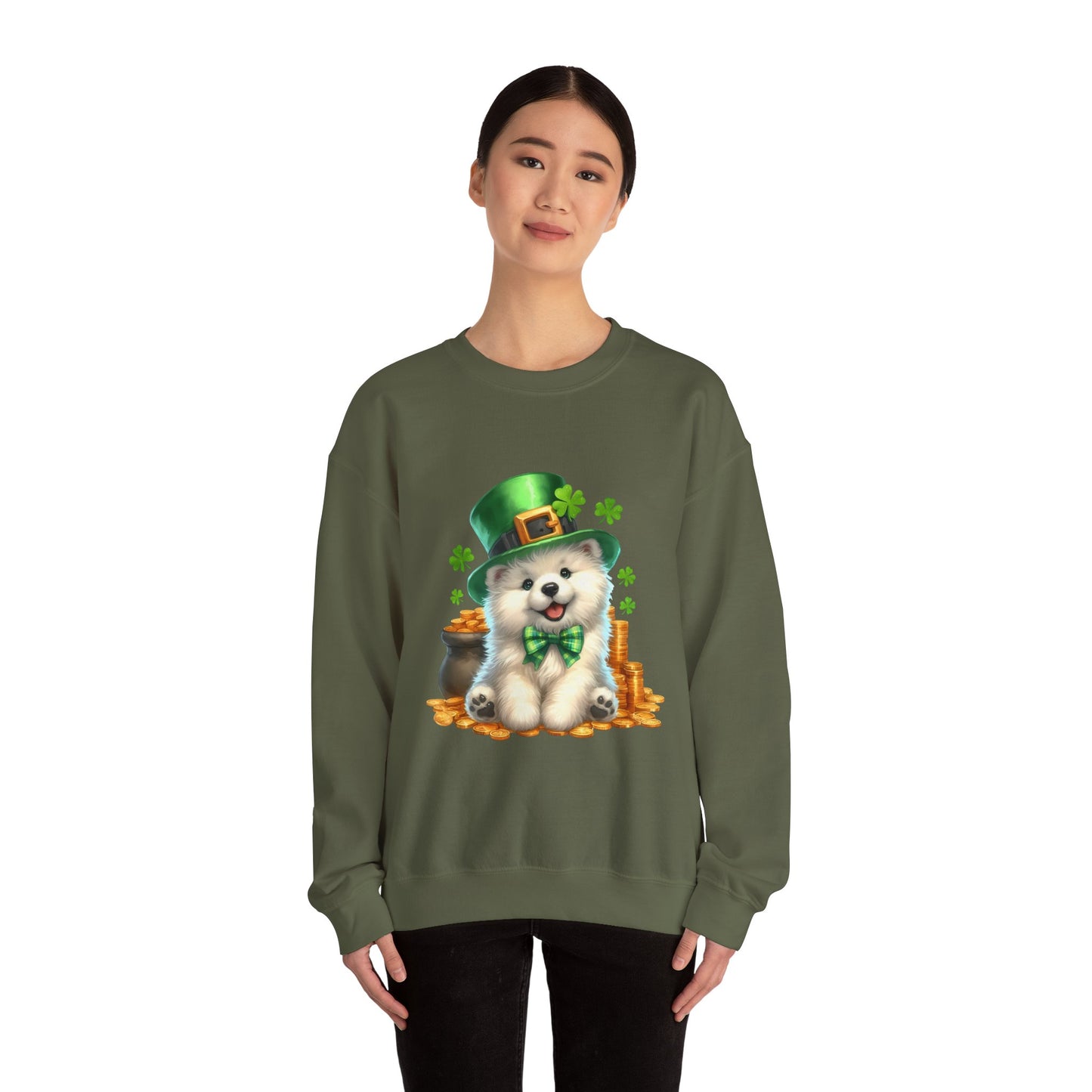 Samoyed Puppy Leprechaun Crewneck Sweatshirt