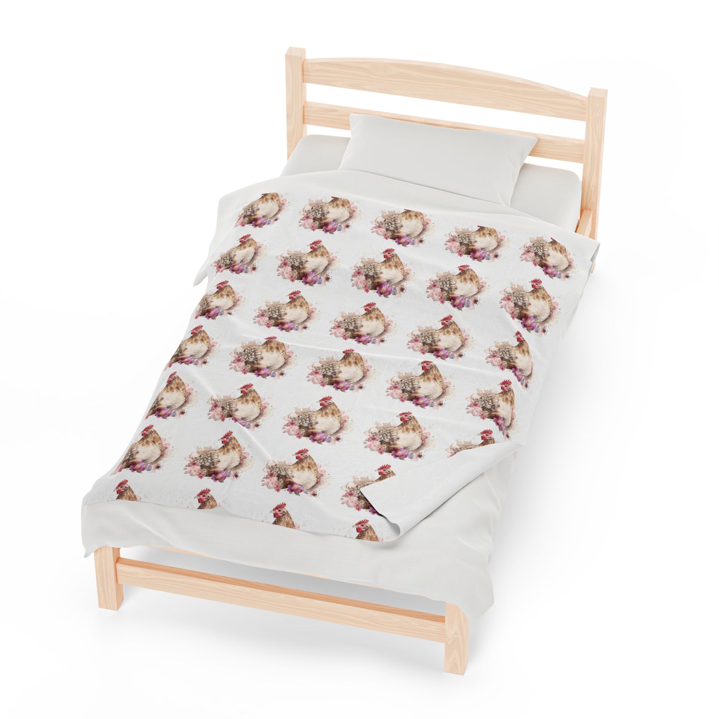 Velveteen Plush Chicken Watercolor Blanket