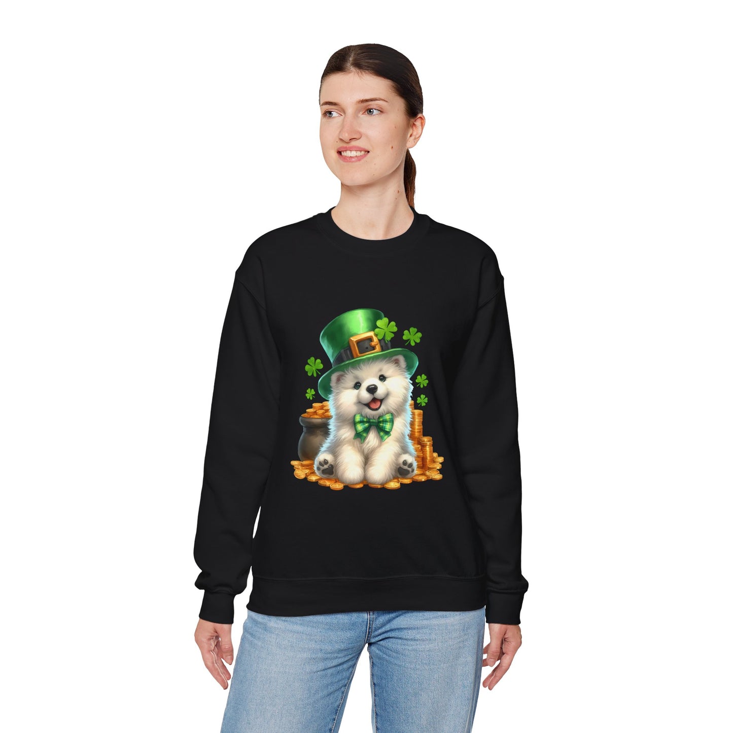 Samoyed Puppy Leprechaun Crewneck Sweatshirt