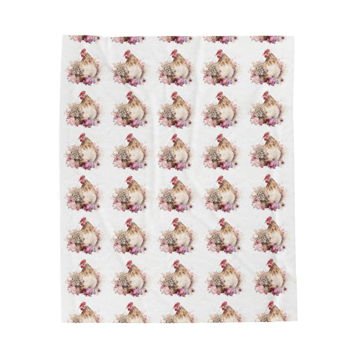 Velveteen Plush Chicken Watercolor Blanket