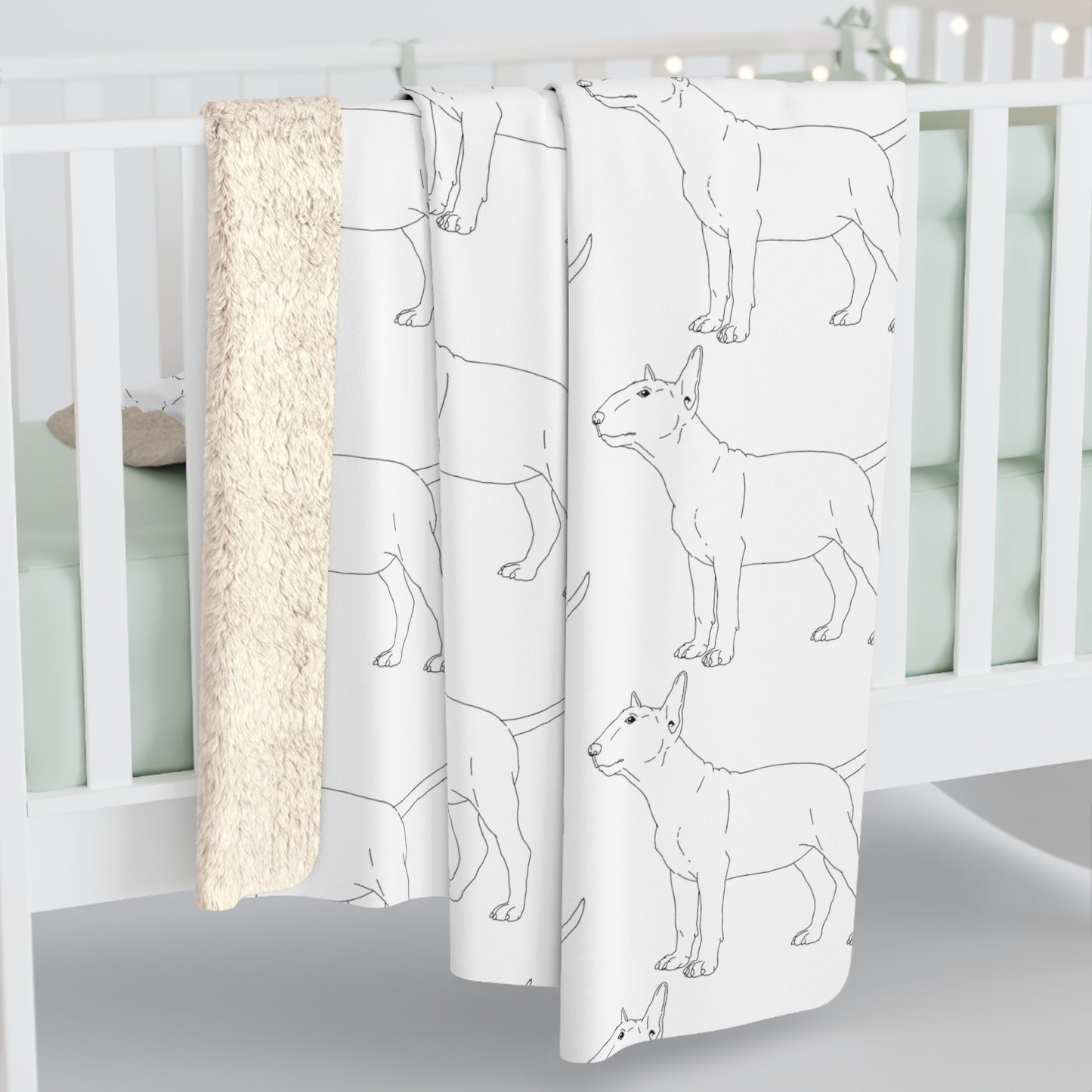 Sherpa Fleece Bull Terrier Sketch Blanket