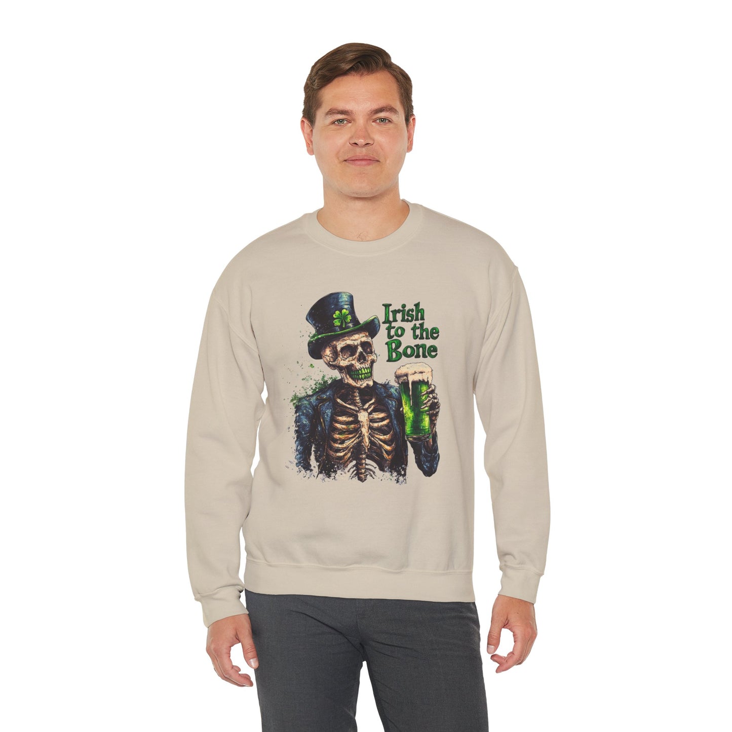 St Patrick's Day Crewneck Sweatshirt - Irish to the Bone Skeleton
