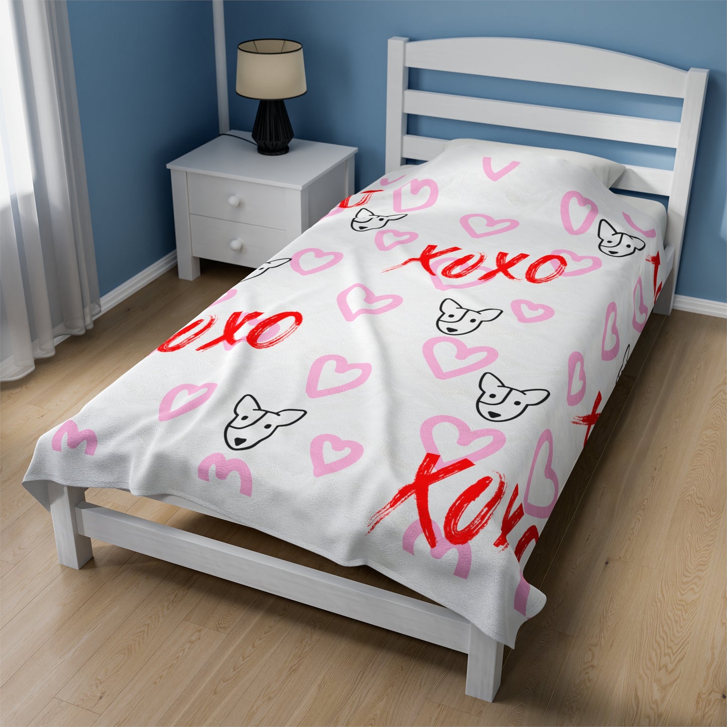 Bull Terrier XOXO Velveteen Plush Blanket