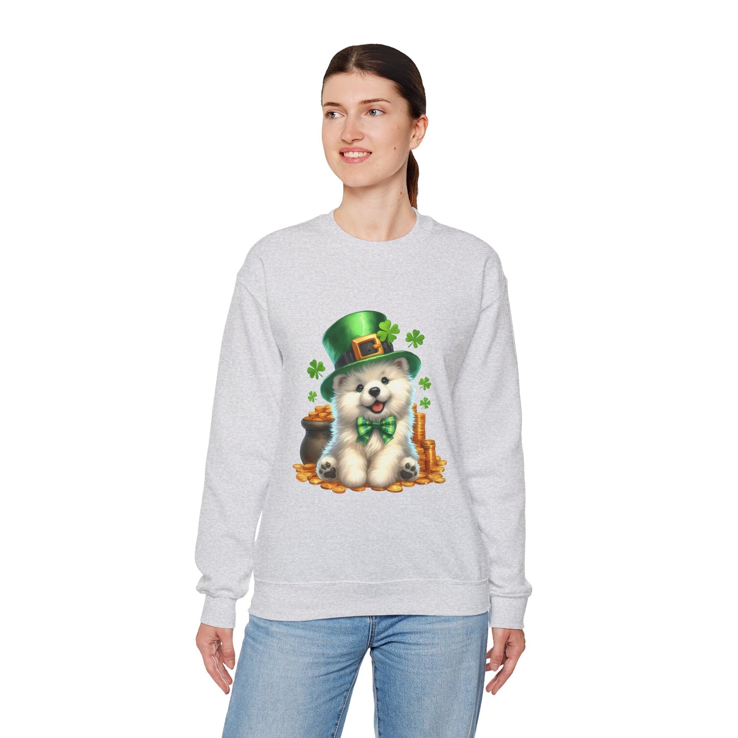 Samoyed Puppy Leprechaun Crewneck Sweatshirt