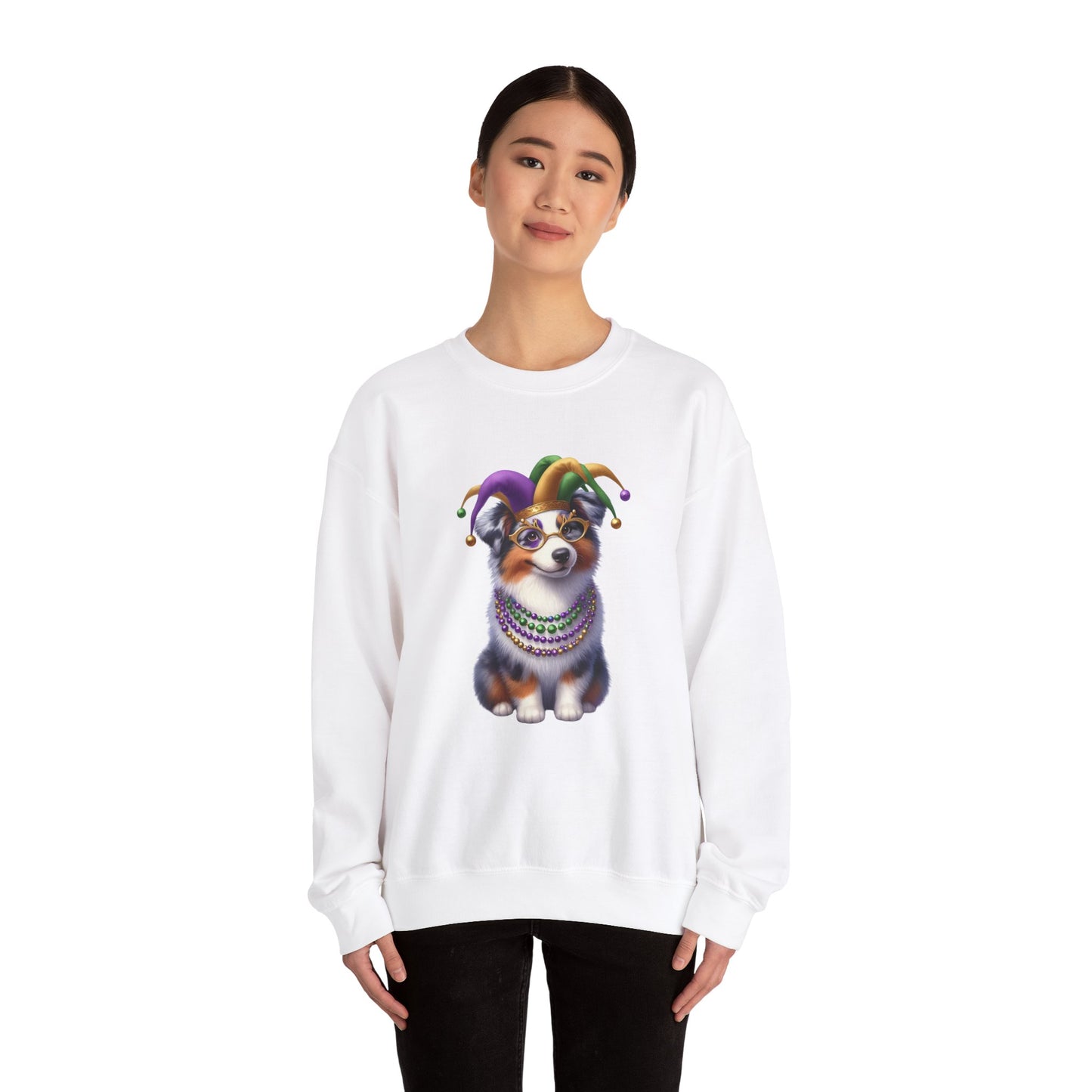 Australian Shepard Mardi Gras Unisex Heavy Blend™ Crewneck Sweatshirt