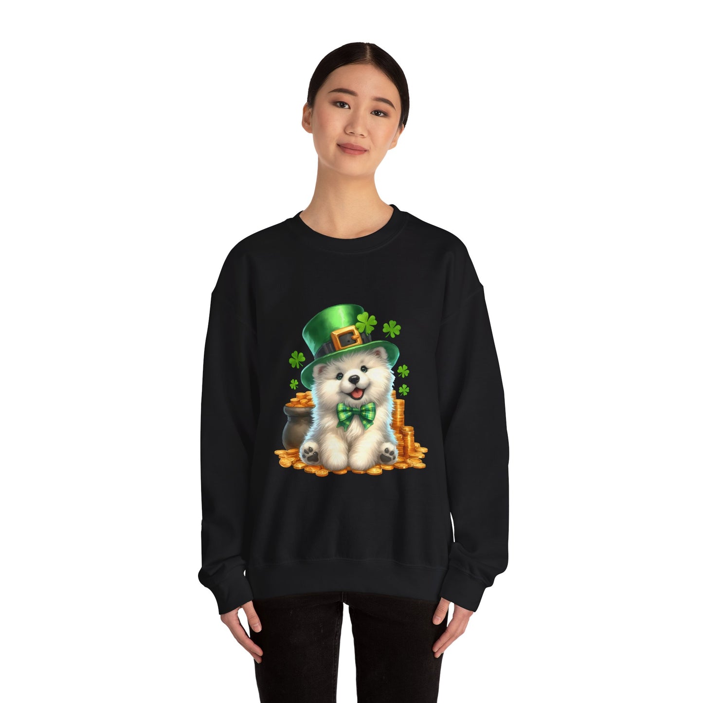Samoyed Puppy Leprechaun Crewneck Sweatshirt