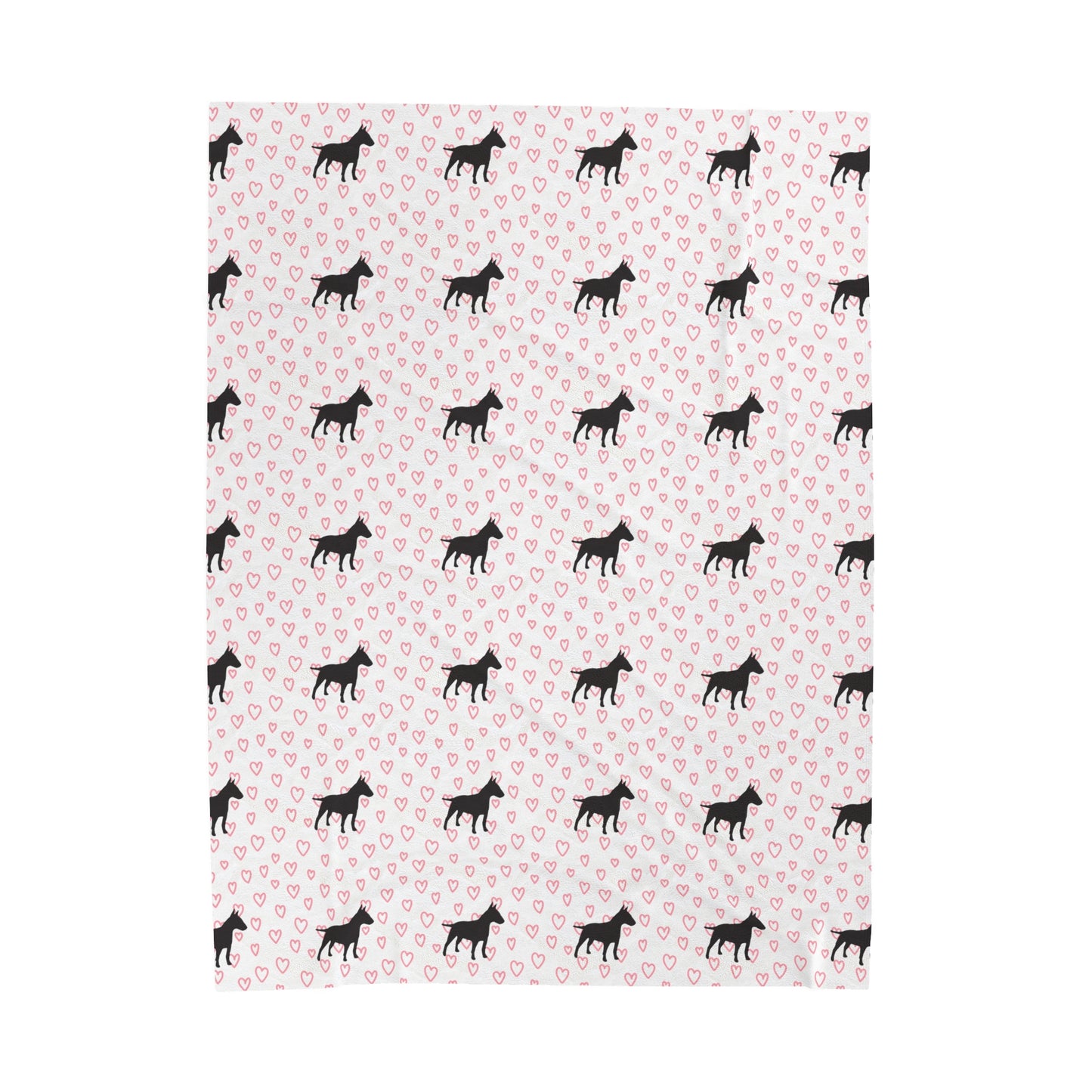 Bull Terrier Hearts Velveteen Plush Blanket