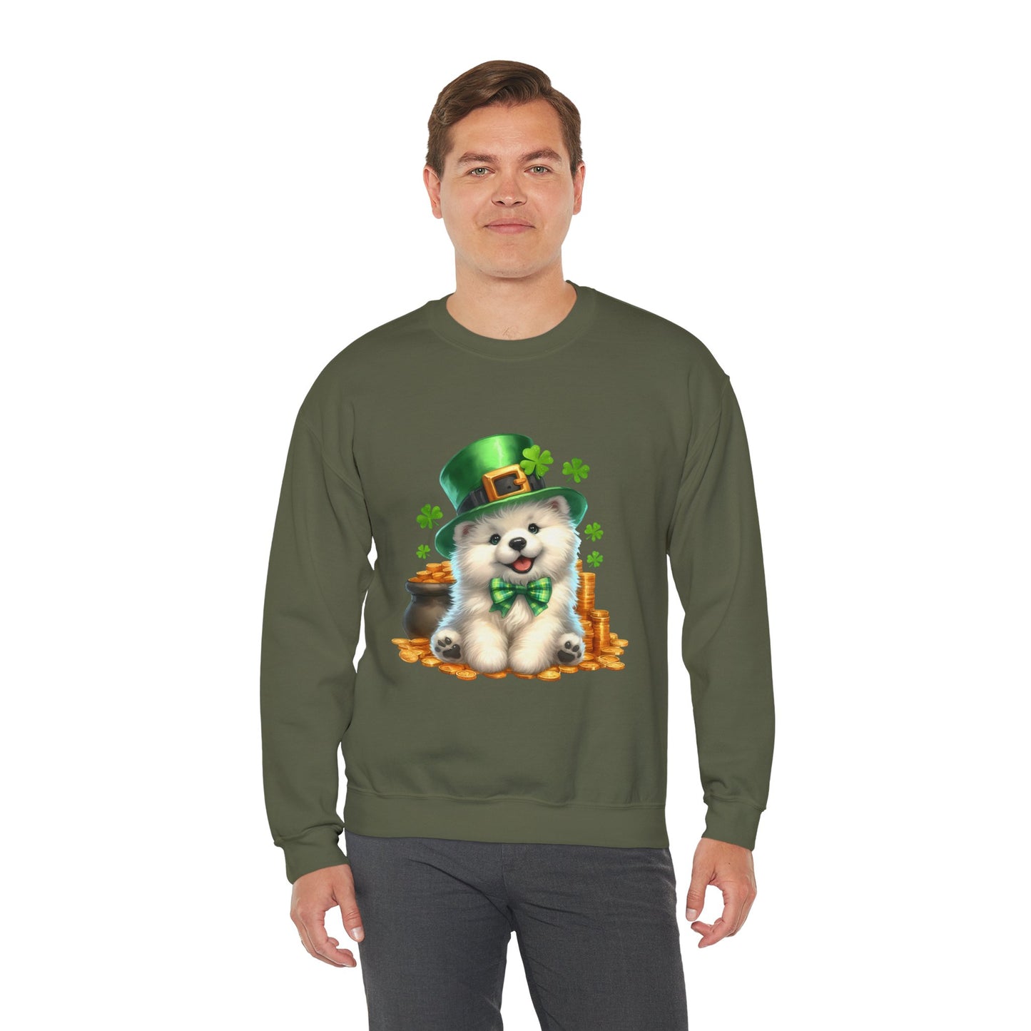 Samoyed Puppy Leprechaun Crewneck Sweatshirt