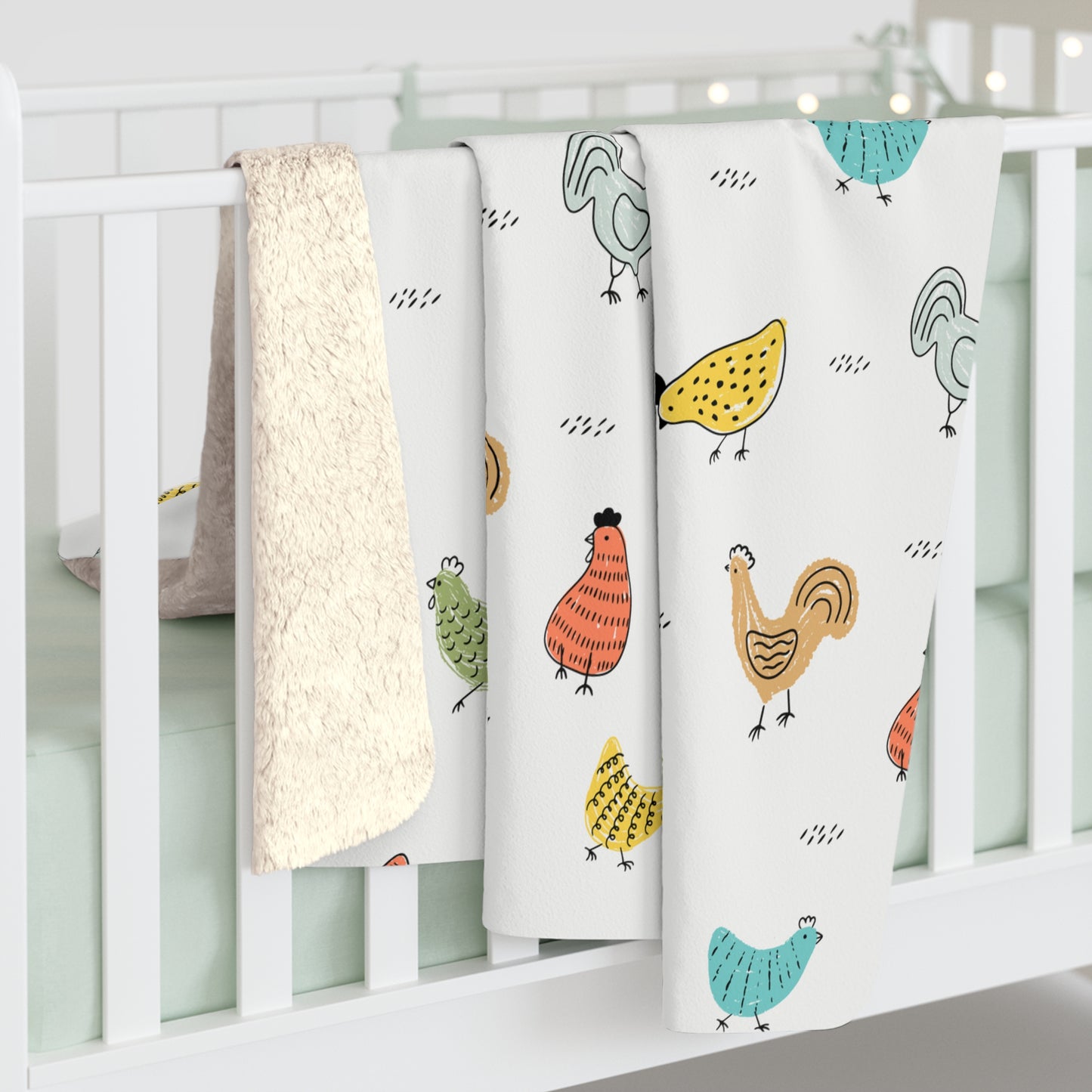 Sherpa Fleece Colorful Chicken Blanket